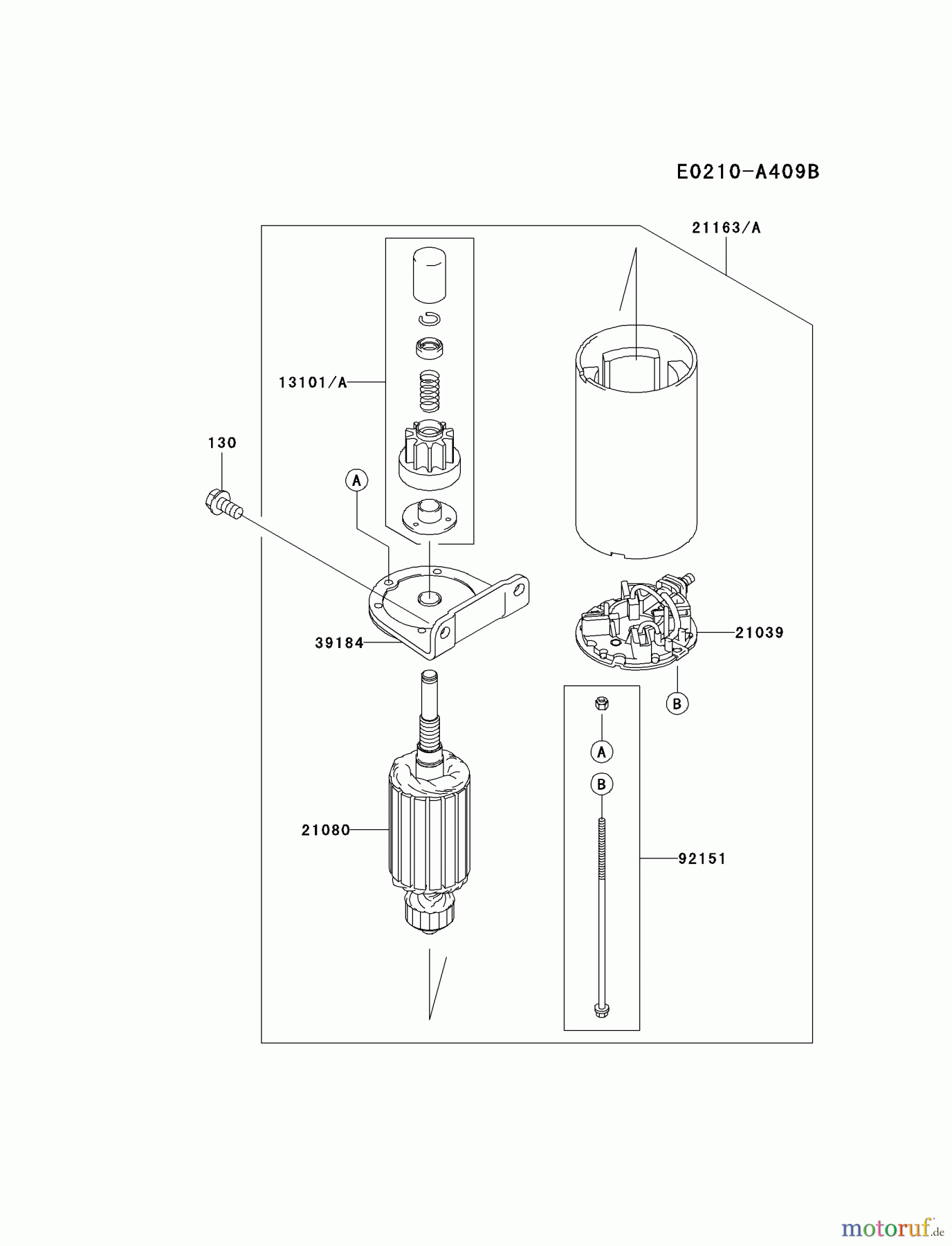  Kawasaki Motoren Motoren Vertikal FA210V - AS02 bis FH641V - DS24 FH601V-AS33 - Kawasaki FH601V 4-Stroke Engine STARTER(~FH601-C37720)