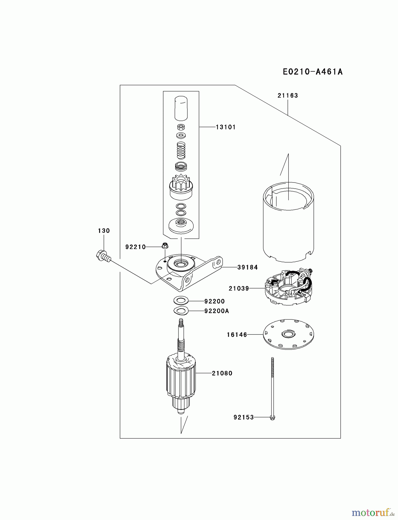  Kawasaki Motoren Motoren Vertikal FA210V - AS02 bis FH641V - DS24 FH580V-DS35 - Kawasaki FH580V 4-Stroke Engine STARTER(FH580-B86001~)