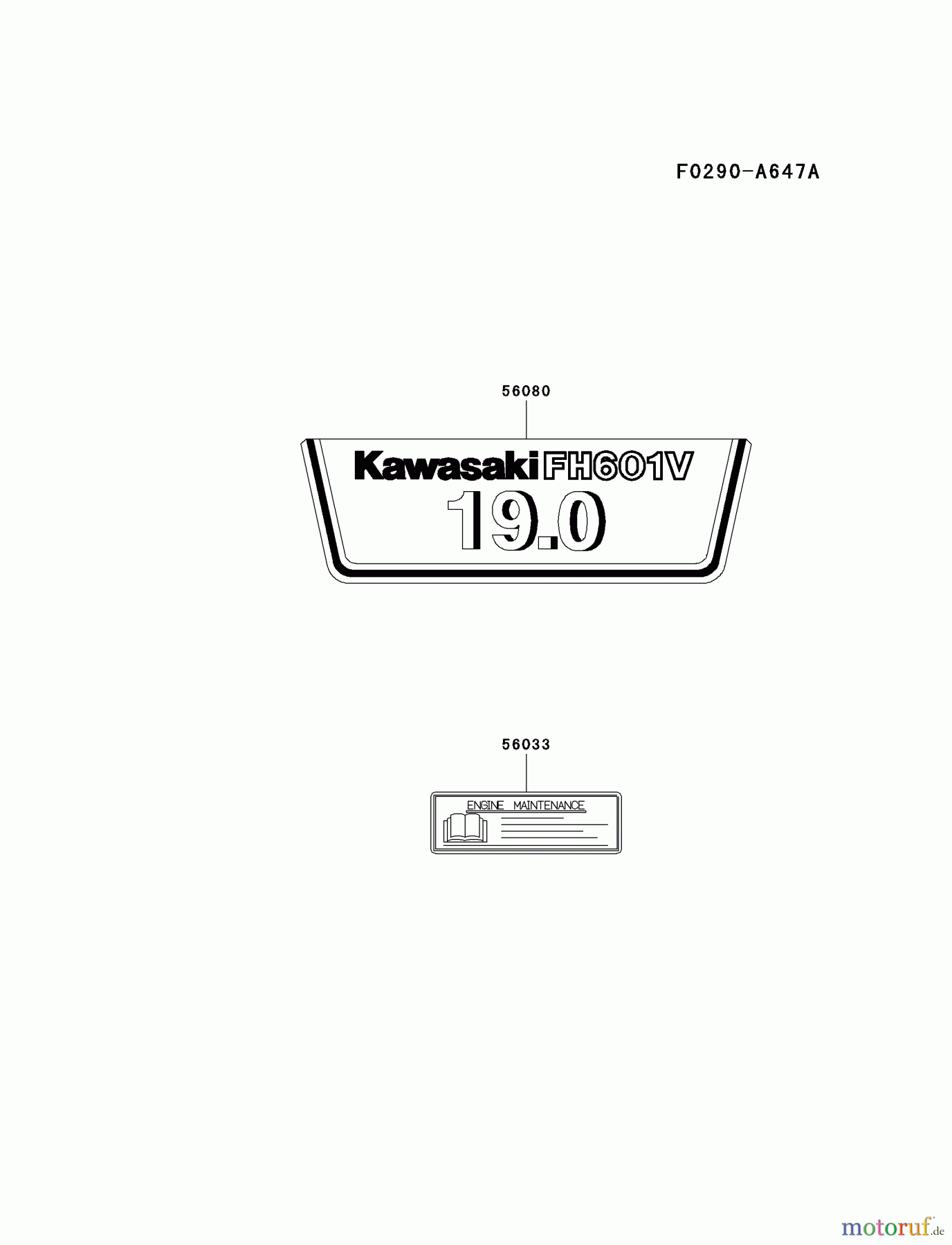  Kawasaki Motoren Motoren Vertikal FA210V - AS02 bis FH641V - DS24 FH601V-AS07 - Kawasaki FH601V 4-Stroke Engine LABEL