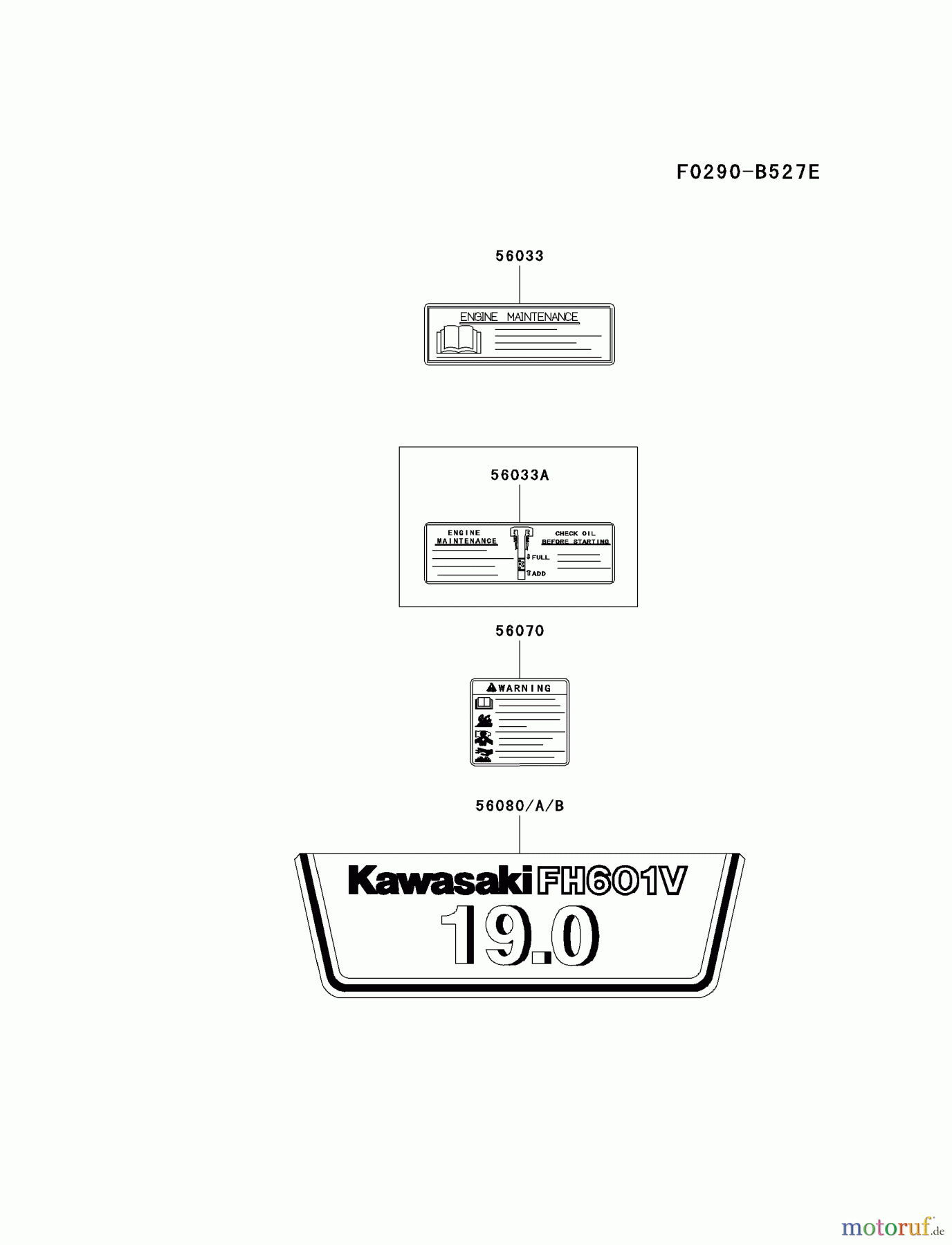  Kawasaki Motoren Motoren Vertikal FA210V - AS02 bis FH641V - DS24 FH601V-FS14 - Kawasaki FH601V 4-Stroke Engine LABEL