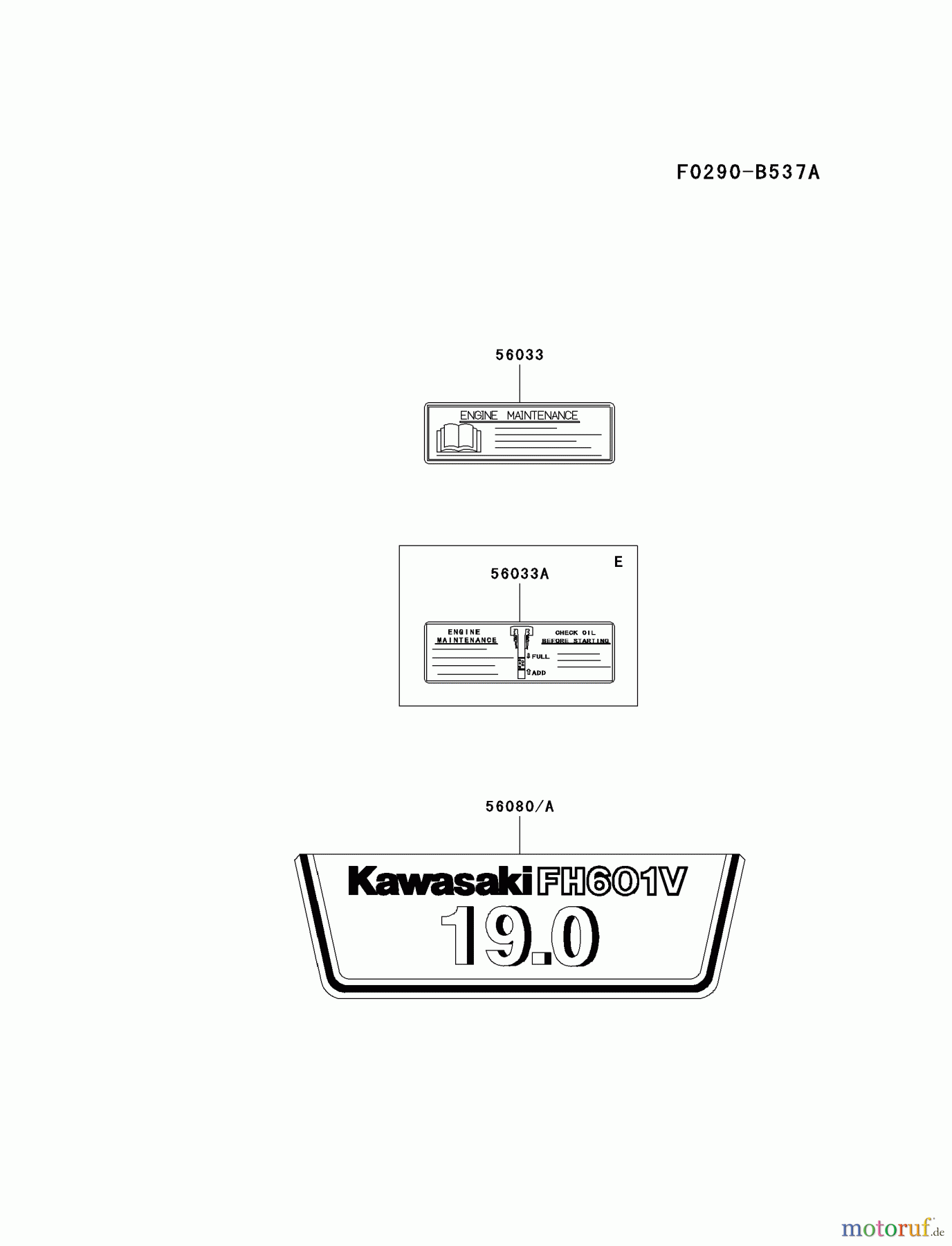  Kawasaki Motoren Motoren Vertikal FA210V - AS02 bis FH641V - DS24 FH601V-FS29 - Kawasaki FH601V 4-Stroke Engine LABEL