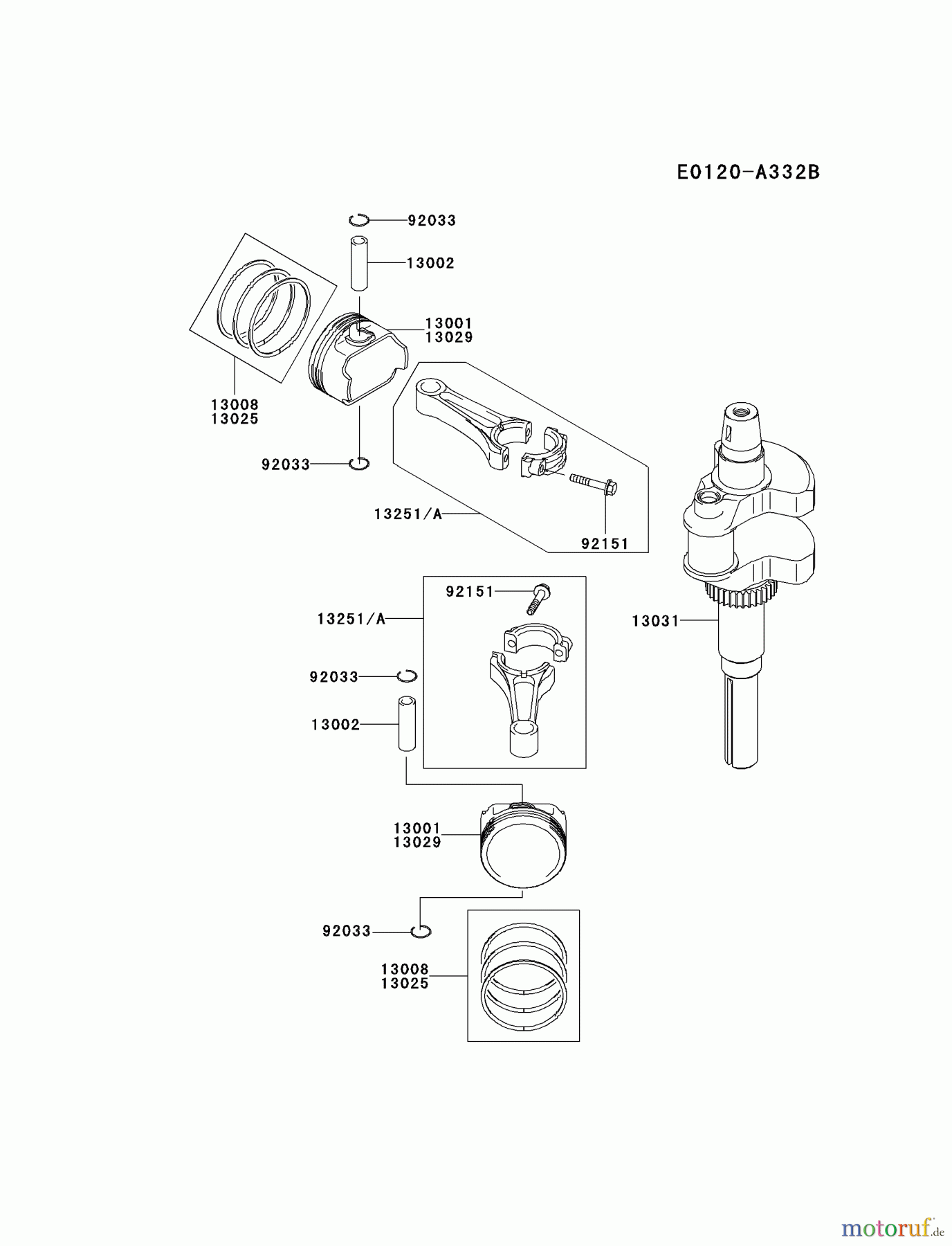  Kawasaki Motoren Motoren Vertikal FA210V - AS02 bis FH641V - DS24 FH601V-FS29 - Kawasaki FH601V 4-Stroke Engine PISTON/CRANKSHAFT