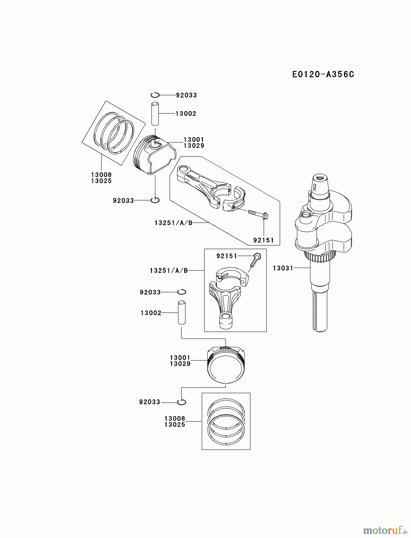  Kawasaki Motoren Motoren Vertikal FA210V - AS02 bis FH641V - DS24 FH601V-FS21 - Kawasaki FH601V 4-Stroke Engine PISTON/CRANKSHAFT