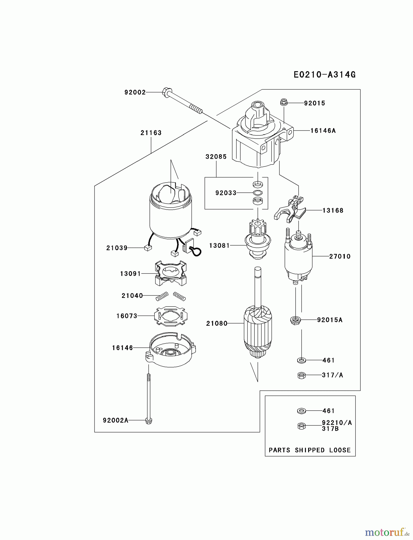  Kawasaki Motoren Motoren Vertikal FH641V - DS25 bis FS481V - BS13 FH641V-GS09 - Kawasaki FH641V 4-Stroke Engine STARTER