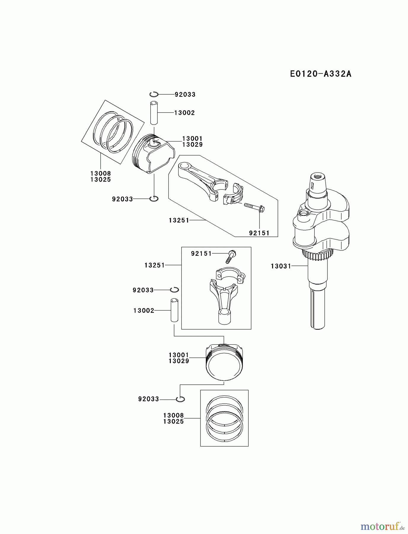  Kawasaki Motoren Motoren Vertikal FA210V - AS02 bis FH641V - DS24 FH601V-JS11 - Kawasaki FH601V 4-Stroke Engine PISTON/CRANKSHAFT