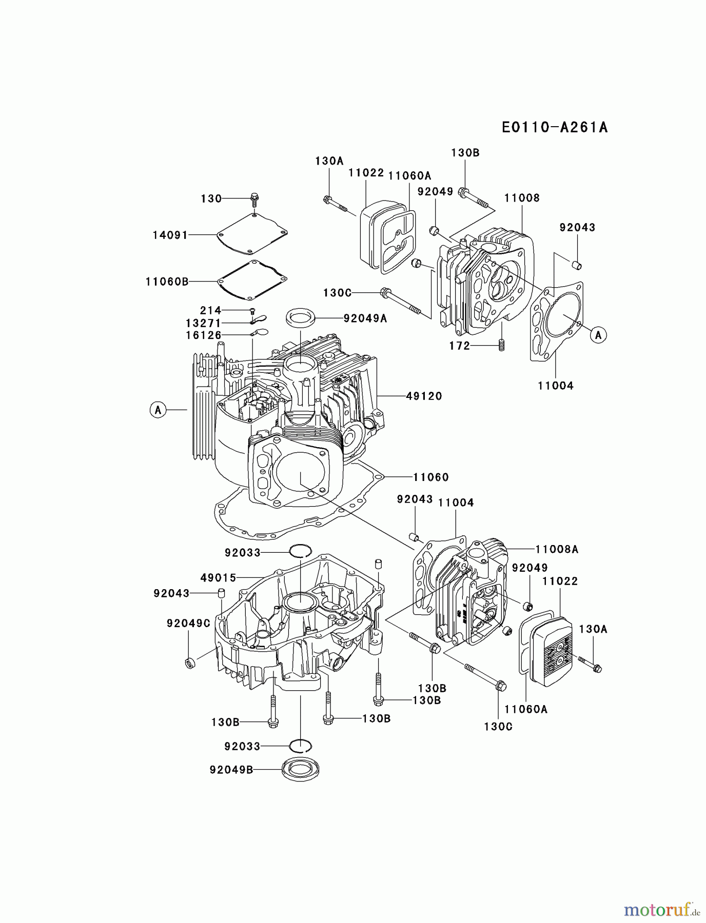  Kawasaki Motoren Motoren Vertikal FA210V - AS02 bis FH641V - DS24 FH601V-AS07 - Kawasaki FH601V 4-Stroke Engine CYLINDER/CRANKCASE