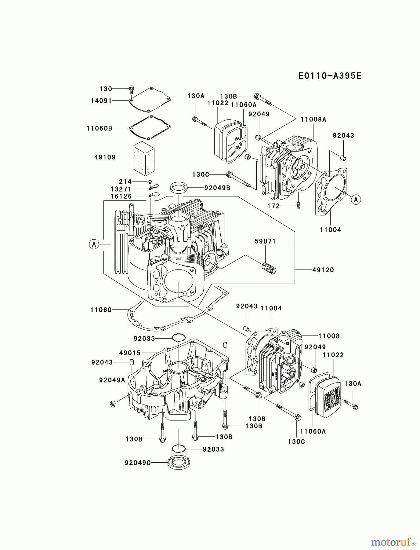  Kawasaki Motoren Motoren Vertikal FH641V - DS25 bis FS481V - BS13 FH680V-CS19 - Kawasaki FH680V 4-Stroke Engine CYLINDER/CRANKCASE