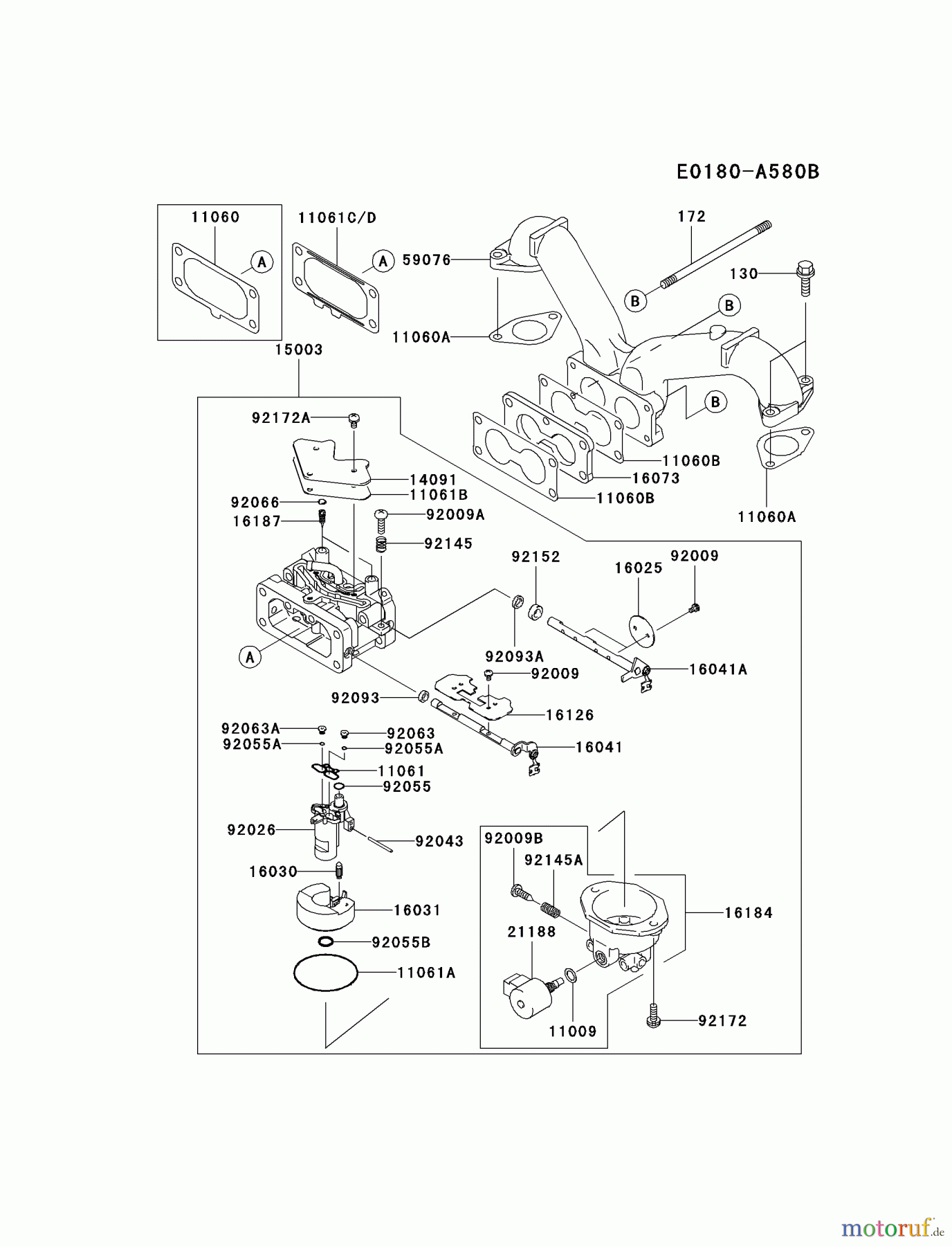  Kawasaki Motoren Motoren Vertikal FH641V - DS25 bis FS481V - BS13 FH721V-AS29 - Kawasaki FH721V 4-Stroke Engine CARBURETOR