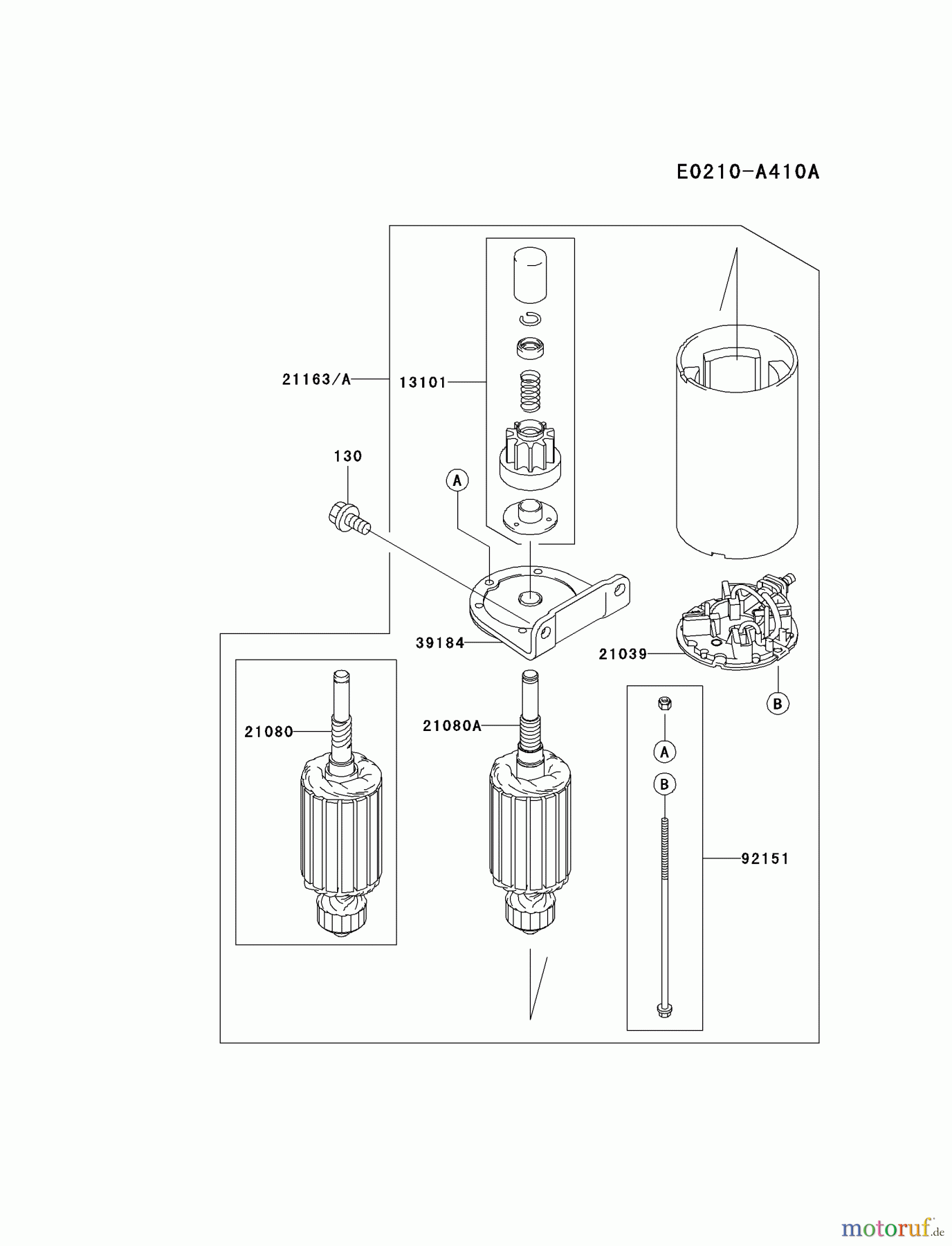  Kawasaki Motoren Motoren Vertikal FA210V - AS02 bis FH641V - DS24 FH641V-AW04 - Kawasaki FH641V 4-Stroke Engine STARTER