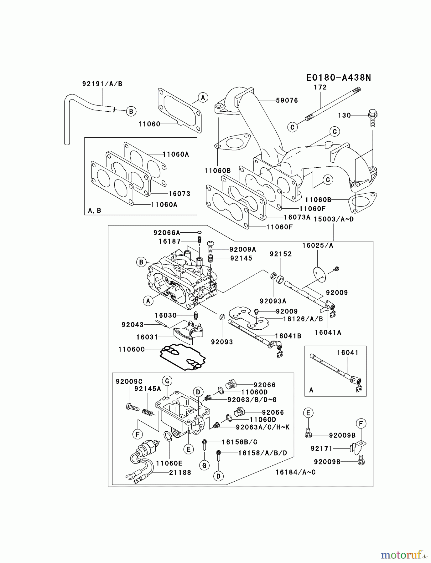  Kawasaki Motoren Motoren Vertikal FA210V - AS02 bis FH641V - DS24 FH641V-BS06 - Kawasaki FH641V 4-Stroke Engine CARBURETOR #1