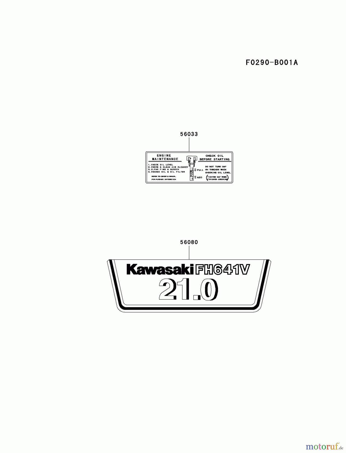  Kawasaki Motoren Motoren Vertikal FA210V - AS02 bis FH641V - DS24 FH641V-DS09 - Kawasaki FH641V 4-Stroke Engine LABEL