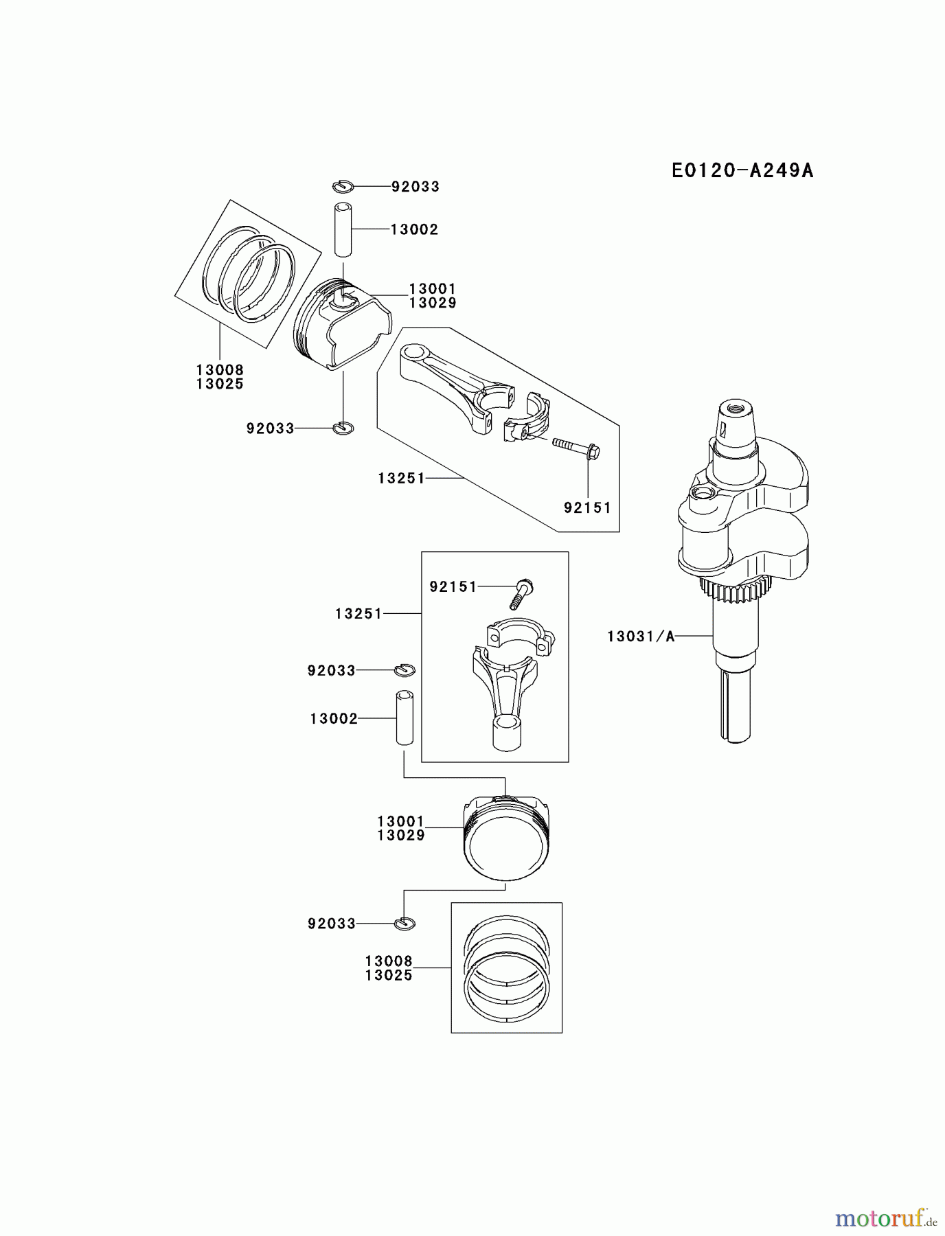  Kawasaki Motoren Motoren Vertikal FH641V - DS25 bis FS481V - BS13 FH680V-BS28 - Kawasaki FH680V 4-Stroke Engine PISTON/CRANKSHAFT