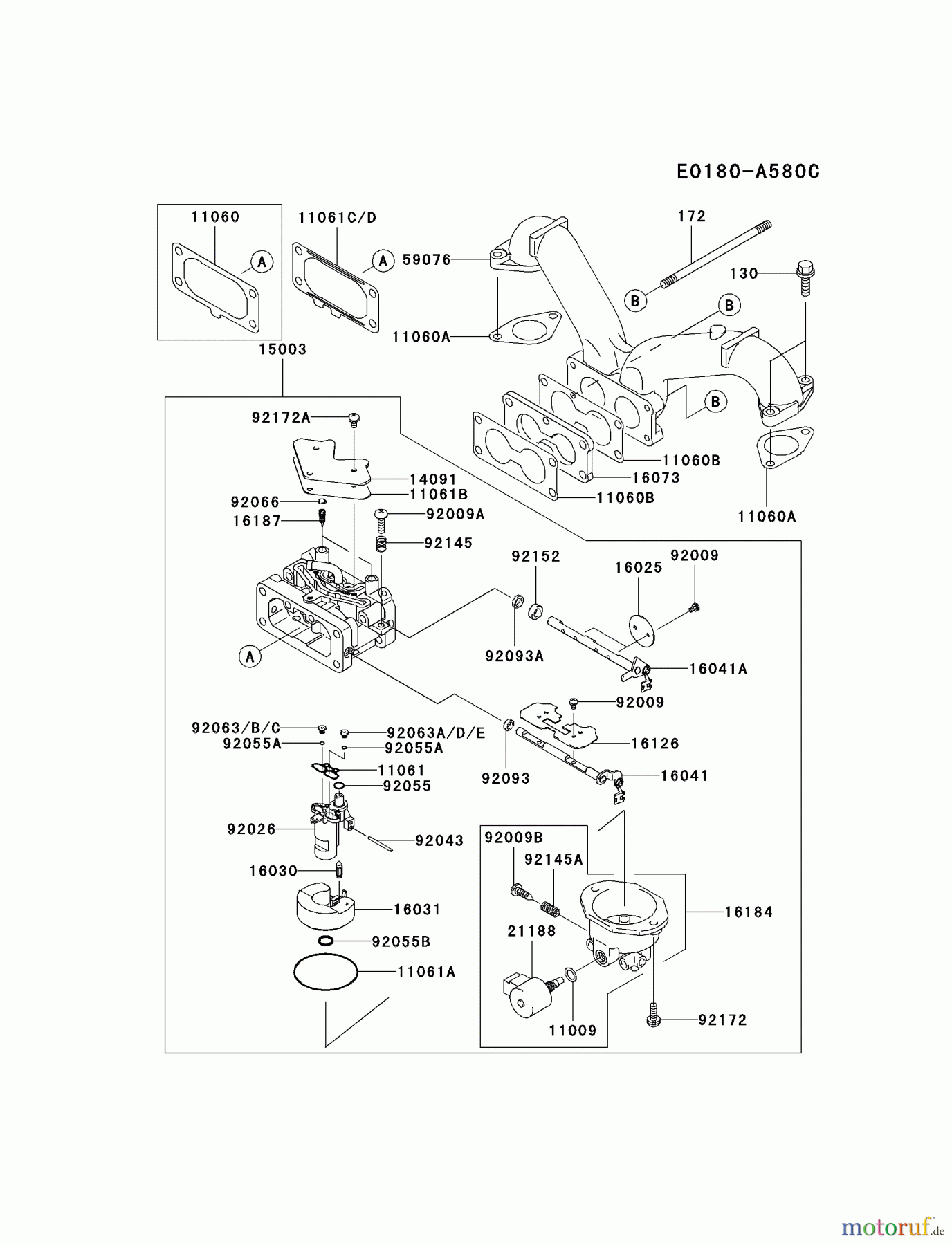  Kawasaki Motoren Motoren Vertikal FA210V - AS02 bis FH641V - DS24 FH641V-BS21 - Kawasaki FH641V 4-Stroke Engine CARBURETOR #1