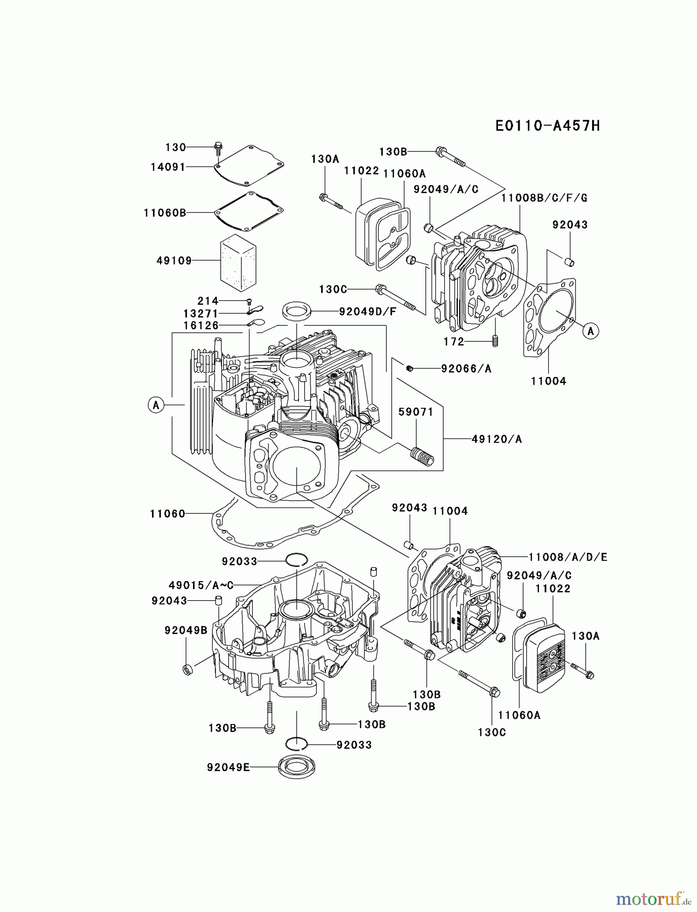  Kawasaki Motoren Motoren Vertikal FH641V - DS25 bis FS481V - BS13 FH680V-AS27 - Kawasaki FH680V 4-Stroke Engine CYLINDER/CRANKCASE #2