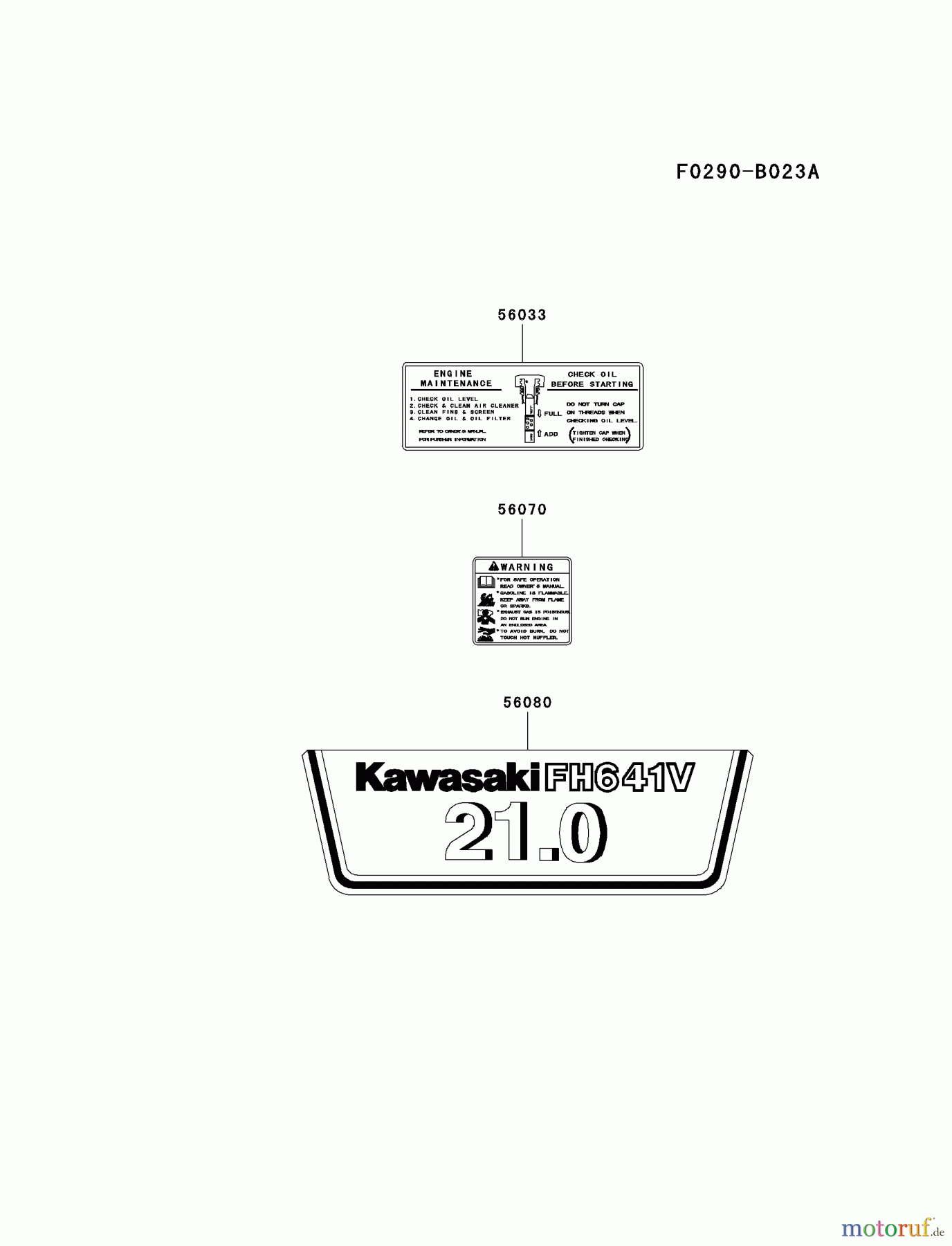  Kawasaki Motoren Motoren Vertikal FA210V - AS02 bis FH641V - DS24 FH641V-AS28 - Kawasaki FH641V 4-Stroke Engine LABEL