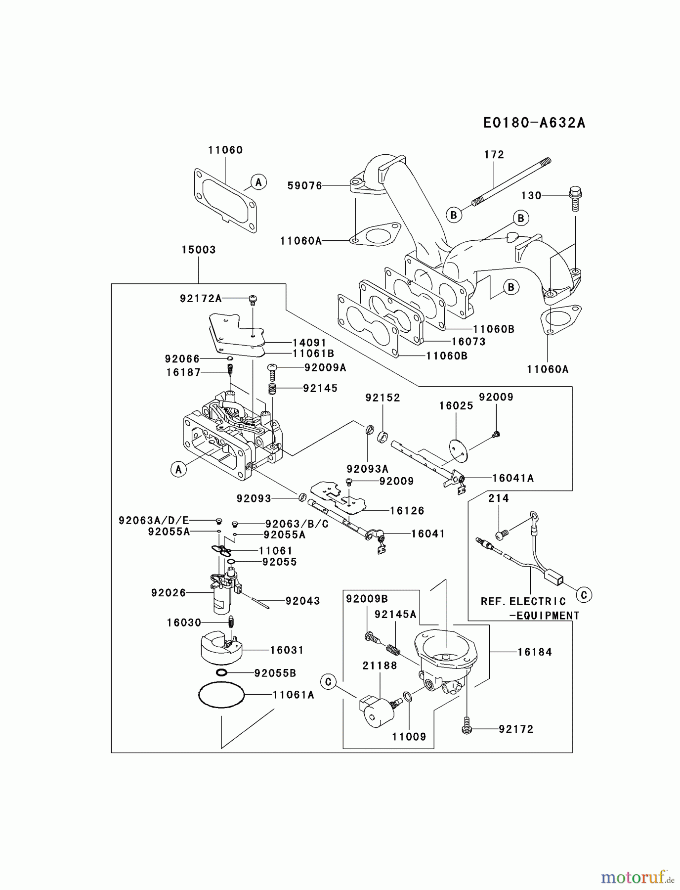  Kawasaki Motoren Motoren Vertikal FA210V - AS02 bis FH641V - DS24 FH641V-BS29 - Kawasaki FH641V 4-Stroke Engine CARBURETOR