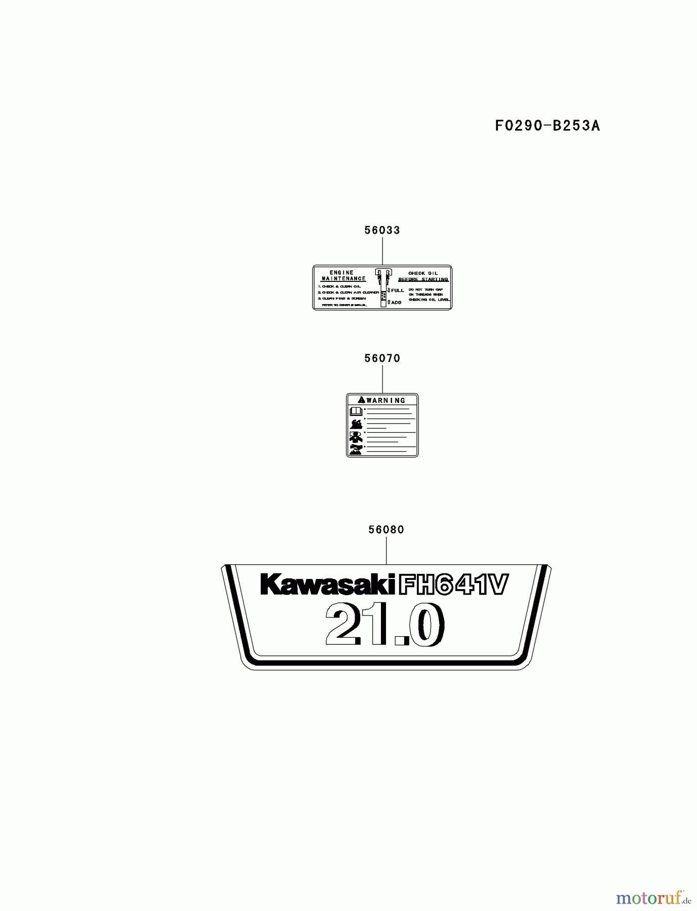  Kawasaki Motoren Motoren Vertikal FH641V - DS25 bis FS481V - BS13 FH641V-ES12 - Kawasaki FH641V 4-Stroke Engine LABEL