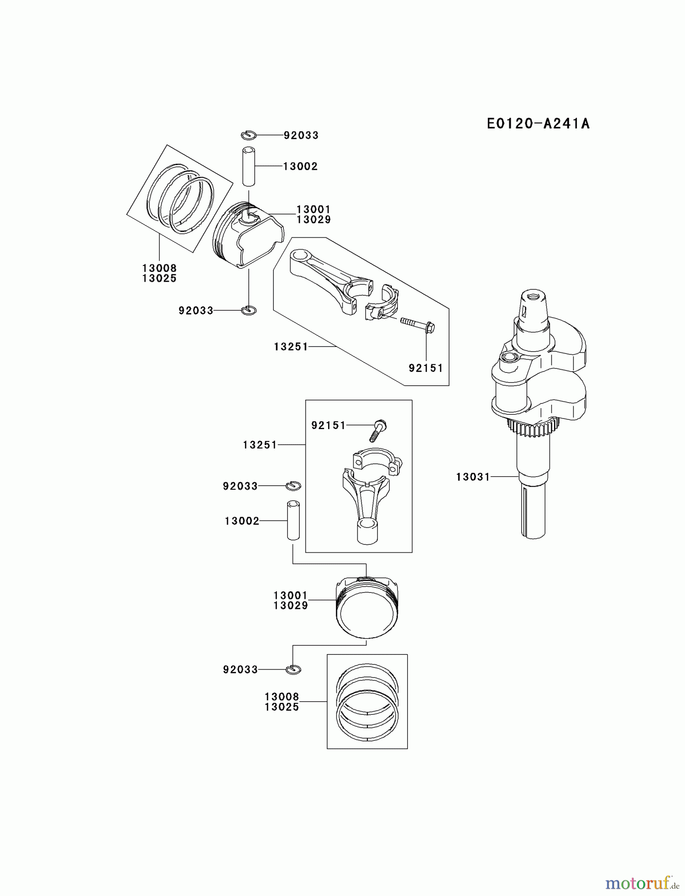  Kawasaki Motoren Motoren Vertikal FH641V - DS25 bis FS481V - BS13 FH680V-DS22 - Kawasaki FH680V 4-Stroke Engine PISTON/CRANKSHAFT