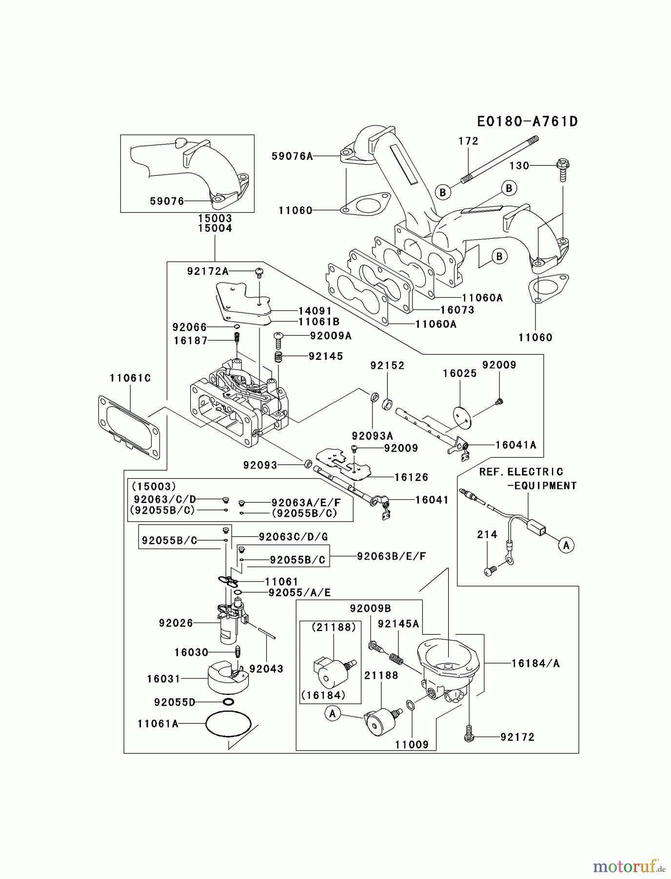  Kawasaki Motoren Motoren Vertikal FA210V - AS02 bis FH641V - DS24 FH641V-DS24 - Kawasaki FH641V 4-Stroke Engine CARBURETOR #2