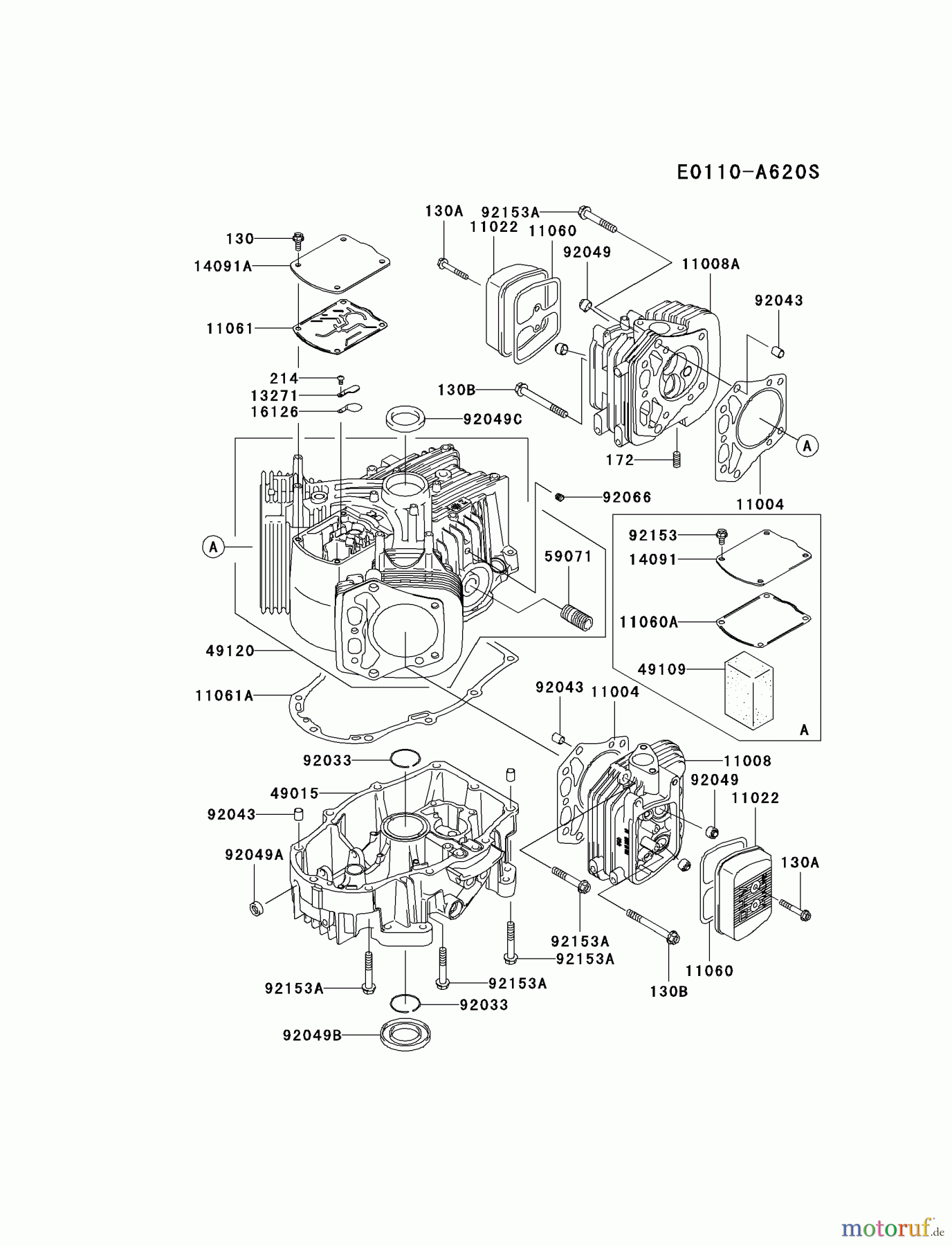  Kawasaki Motoren Motoren Vertikal FA210V - AS02 bis FH641V - DS24 FH641V-BS33 - Kawasaki FH641V 4-Stroke Engine CYLINDER/CRANKCASE