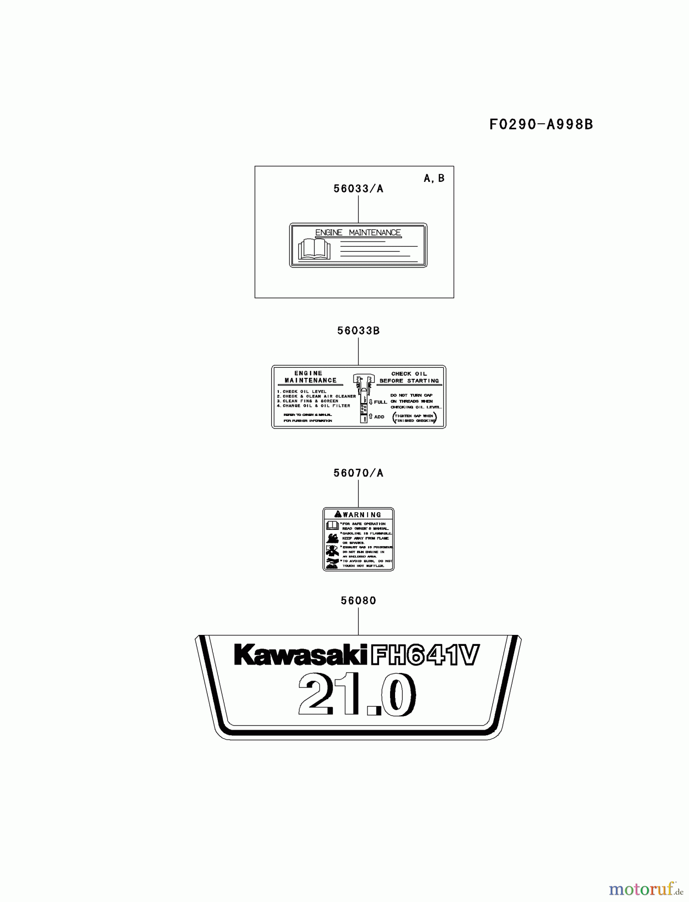  Kawasaki Motoren Motoren Vertikal FA210V - AS02 bis FH641V - DS24 FH641V-CS01 - Kawasaki FH641V 4-Stroke Engine LABEL