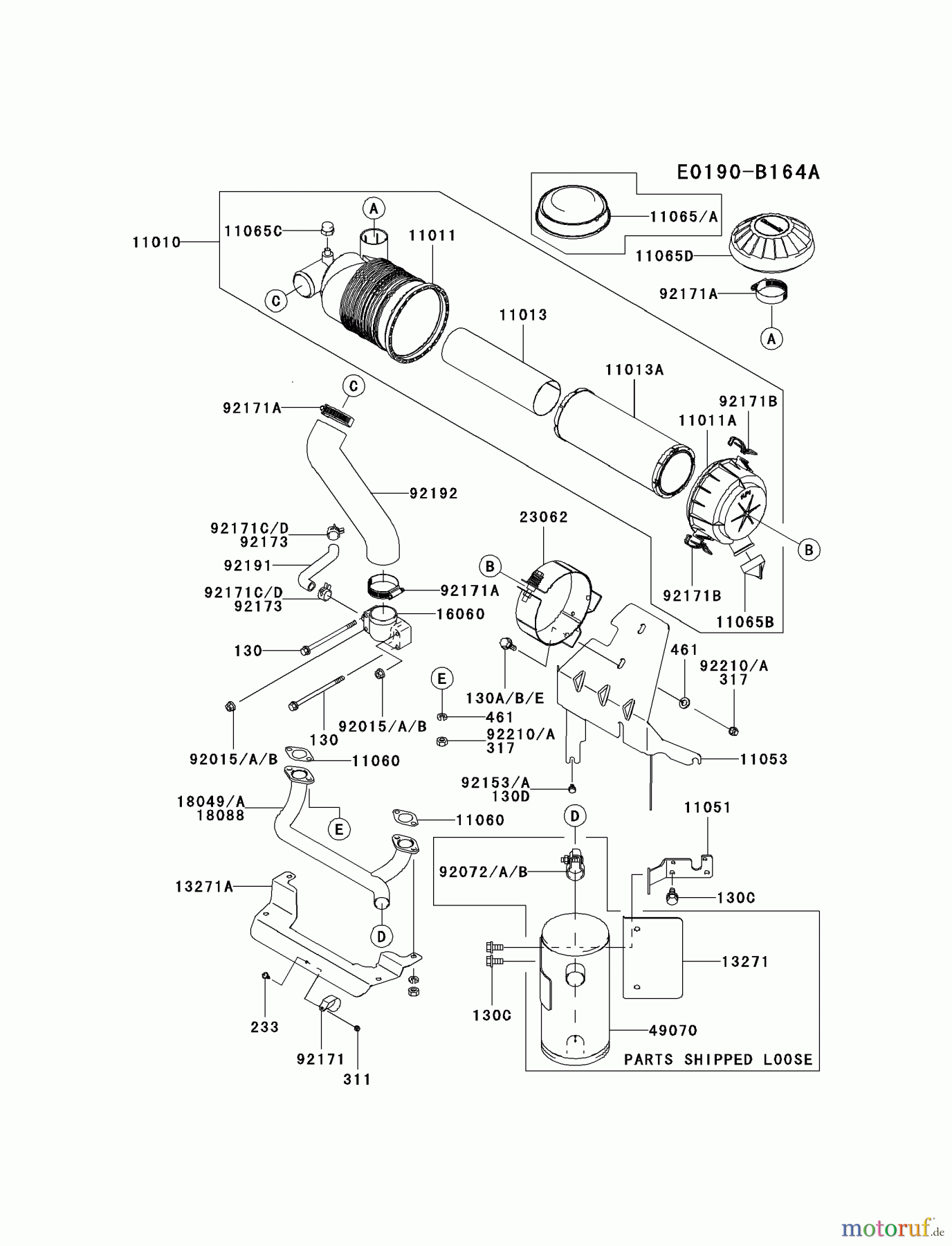  Kawasaki Motoren Motoren Vertikal FH641V - DS25 bis FS481V - BS13 FH641V-DS28 - Kawasaki FH641V 4-Stroke Engine AIR-FILTER/MUFFLER #2