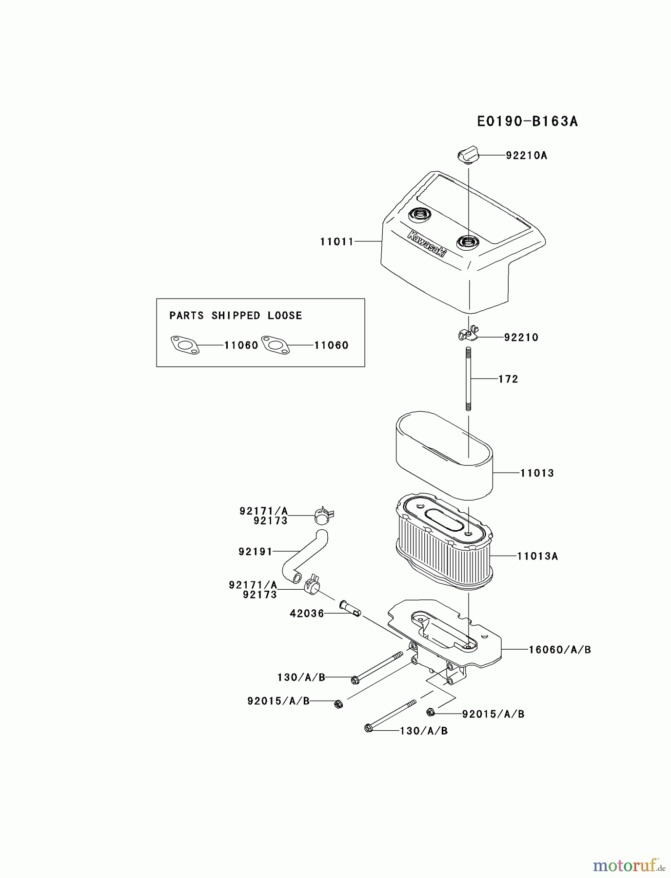  Kawasaki Motoren Motoren Vertikal FH641V - DS25 bis FS481V - BS13 FH641V-DS29 - Kawasaki FH641V 4-Stroke Engine AIR-FILTER/MUFFLER