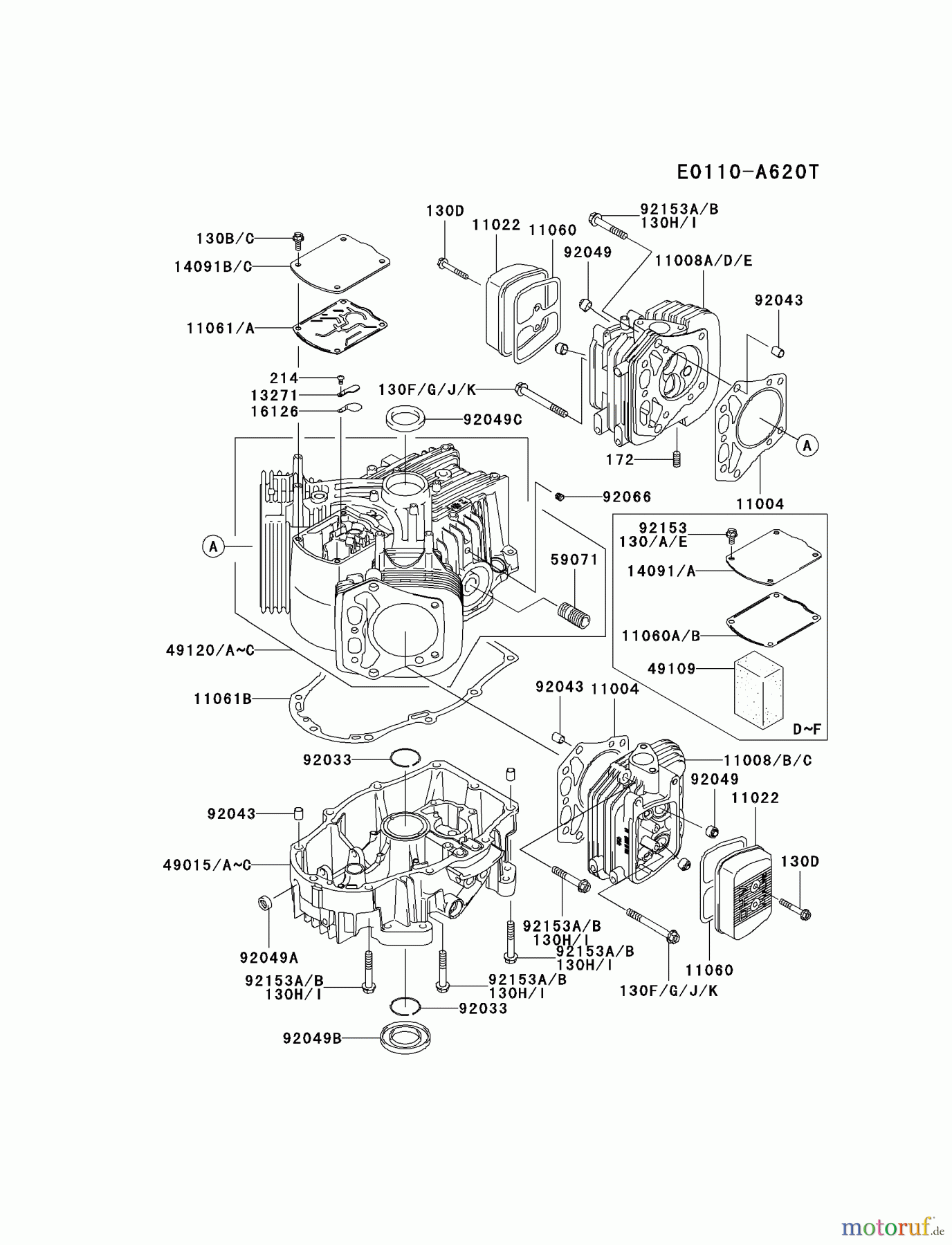  Kawasaki Motoren Motoren Vertikal FH641V - DS25 bis FS481V - BS13 FH641V-ES05 - Kawasaki FH641V 4-Stroke Engine CYLINDER/CRANKCASE #2