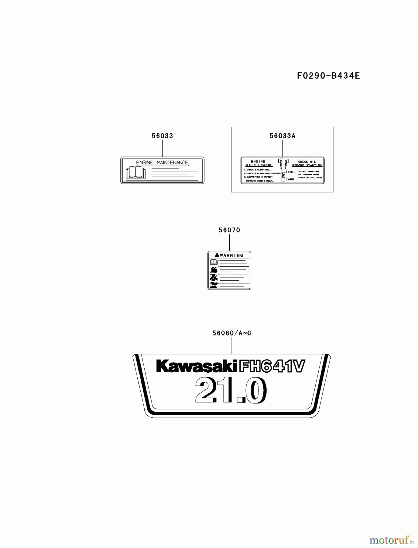  Kawasaki Motoren Motoren Vertikal FH641V - DS25 bis FS481V - BS13 FH641V-GS05 - Kawasaki FH641V 4-Stroke Engine LABEL