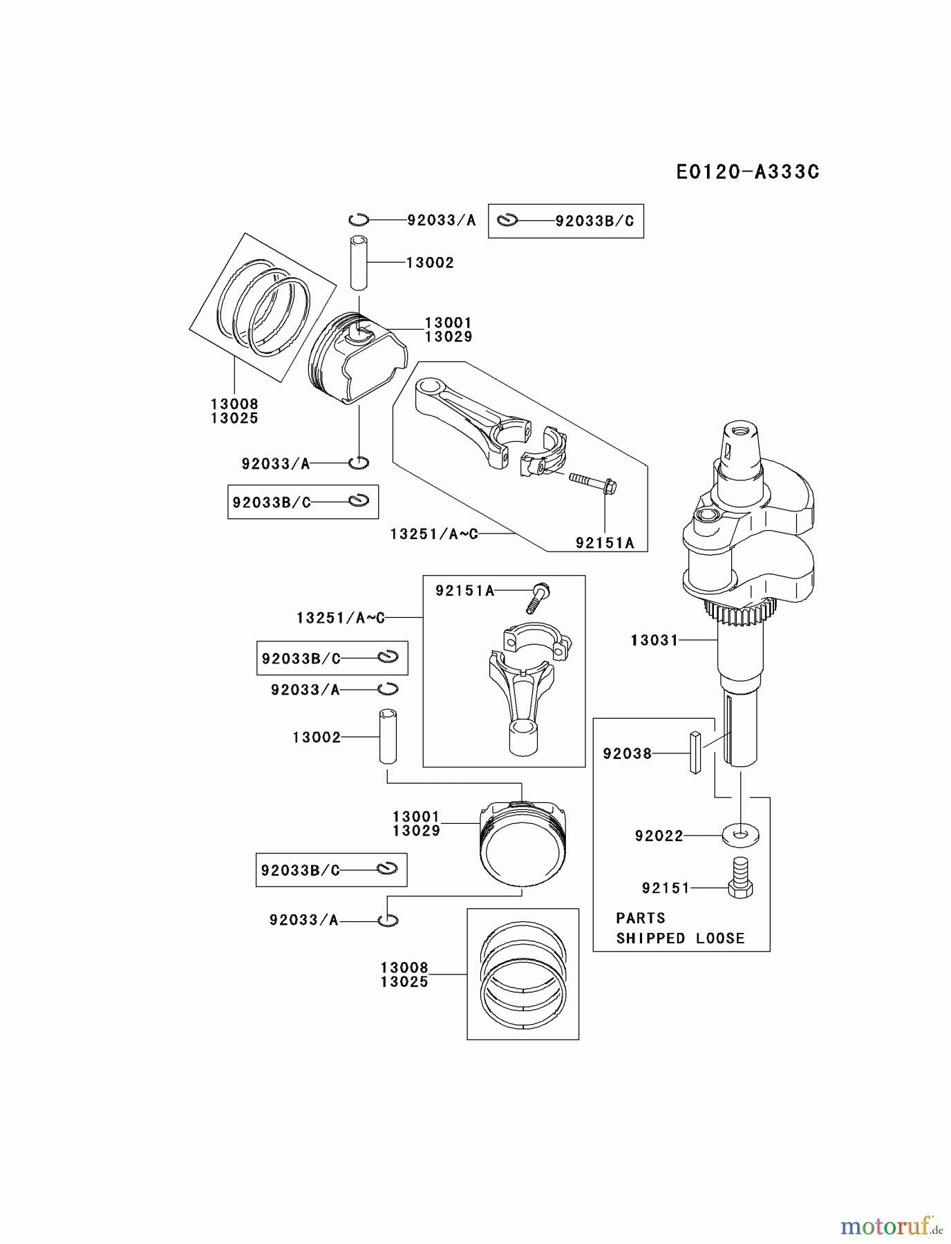  Kawasaki Motoren Motoren Vertikal FH641V - DS25 bis FS481V - BS13 FH641V-ES05 - Kawasaki FH641V 4-Stroke Engine PISTON/CRANKSHAFT