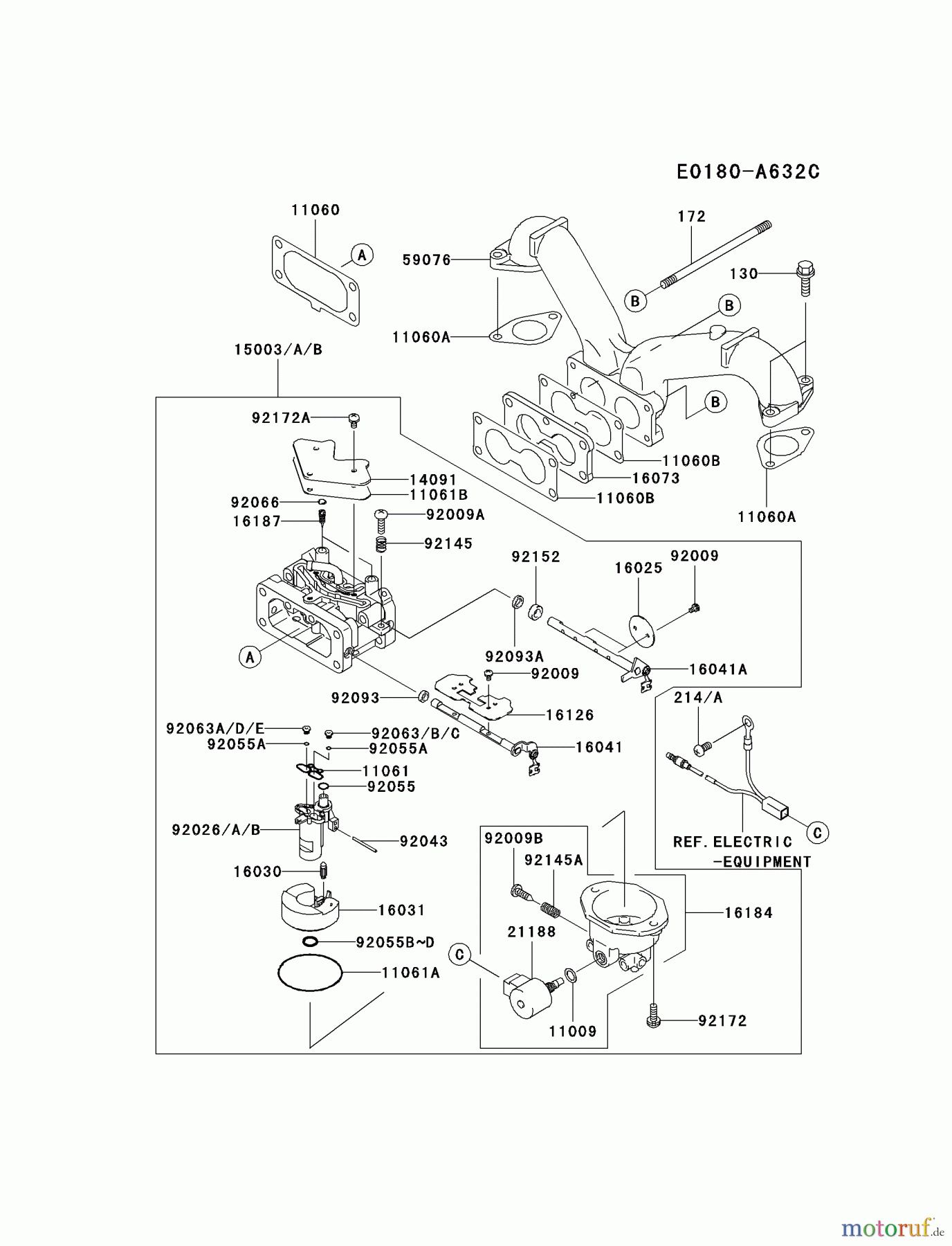  Kawasaki Motoren Motoren Vertikal FA210V - AS02 bis FH641V - DS24 FH641V-CS15 - Kawasaki FH641V 4-Stroke Engine CARBURETOR #2