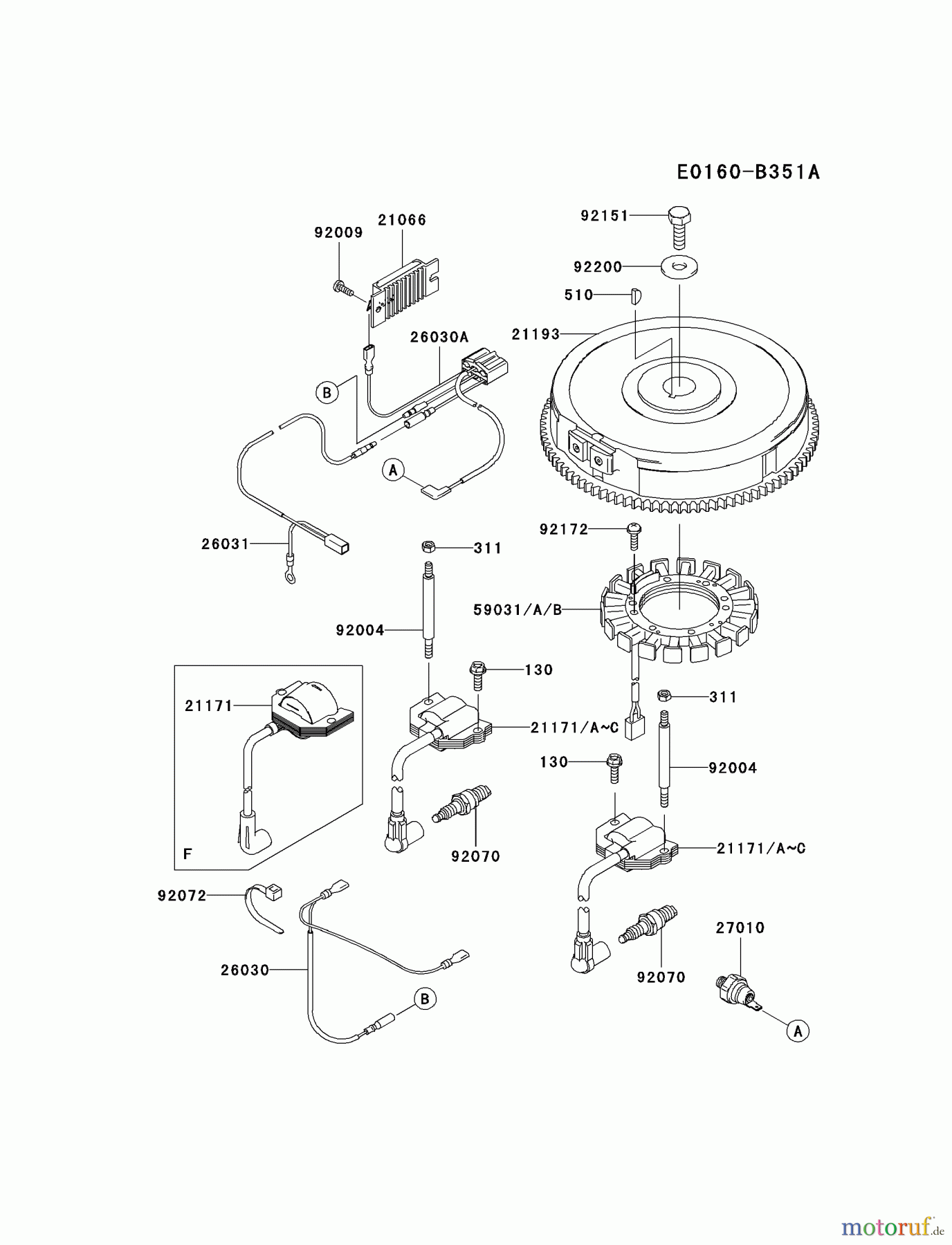  Kawasaki Motoren Motoren Vertikal FH641V - DS25 bis FS481V - BS13 FH641V-FS21 - Kawasaki FH641V 4-Stroke Engine ELECTRIC-EQUIPMENT