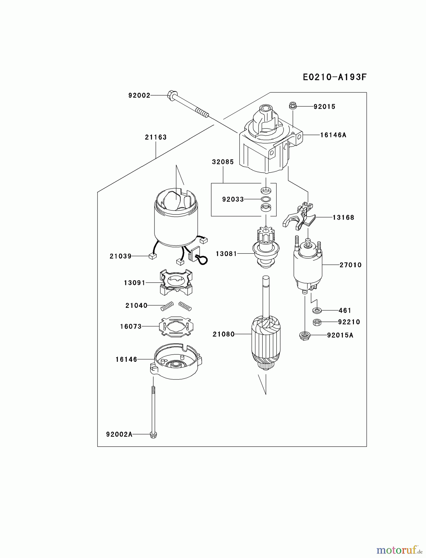  Kawasaki Motoren Motoren Vertikal FH641V - DS25 bis FS481V - BS13 FH641V-GS21 - Kawasaki FH641V 4-Stroke Engine STARTER