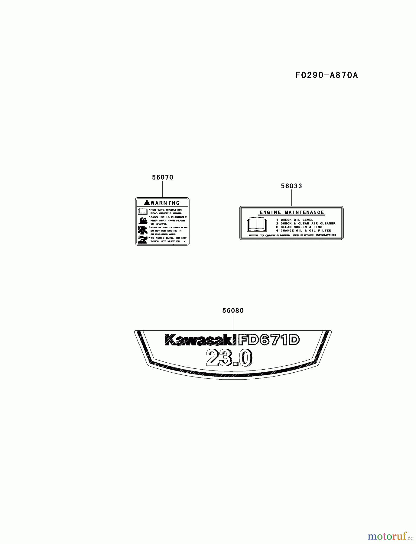  Kawasaki Motoren Motoren, Horizontal FD671D-AS04 - Kawasaki FD671D 4-Stroke Engine LABEL