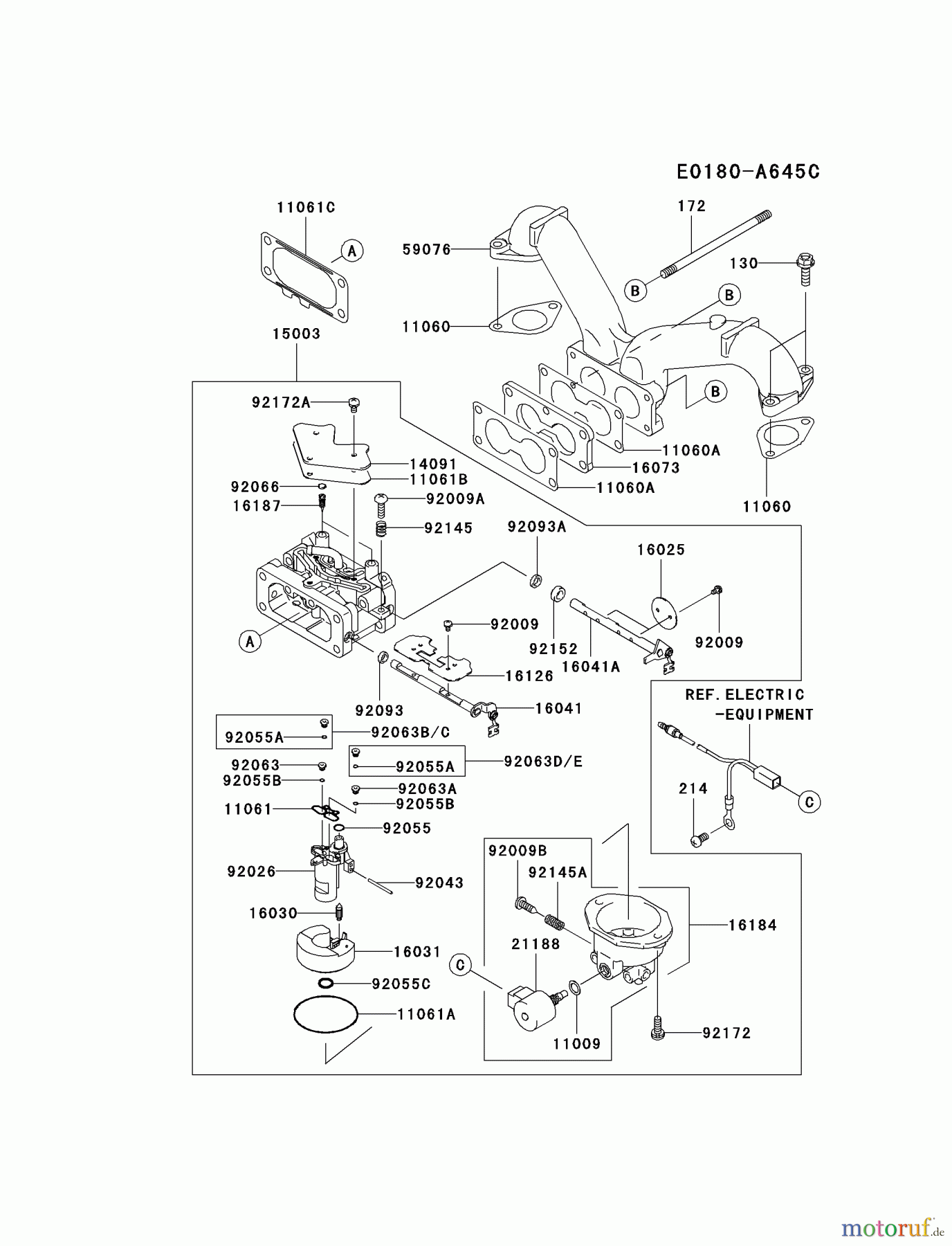  Kawasaki Motoren Motoren Vertikal FH641V - DS25 bis FS481V - BS13 FH680V-AS37 - Kawasaki FH680V 4-Stroke Engine CARBURETOR #2