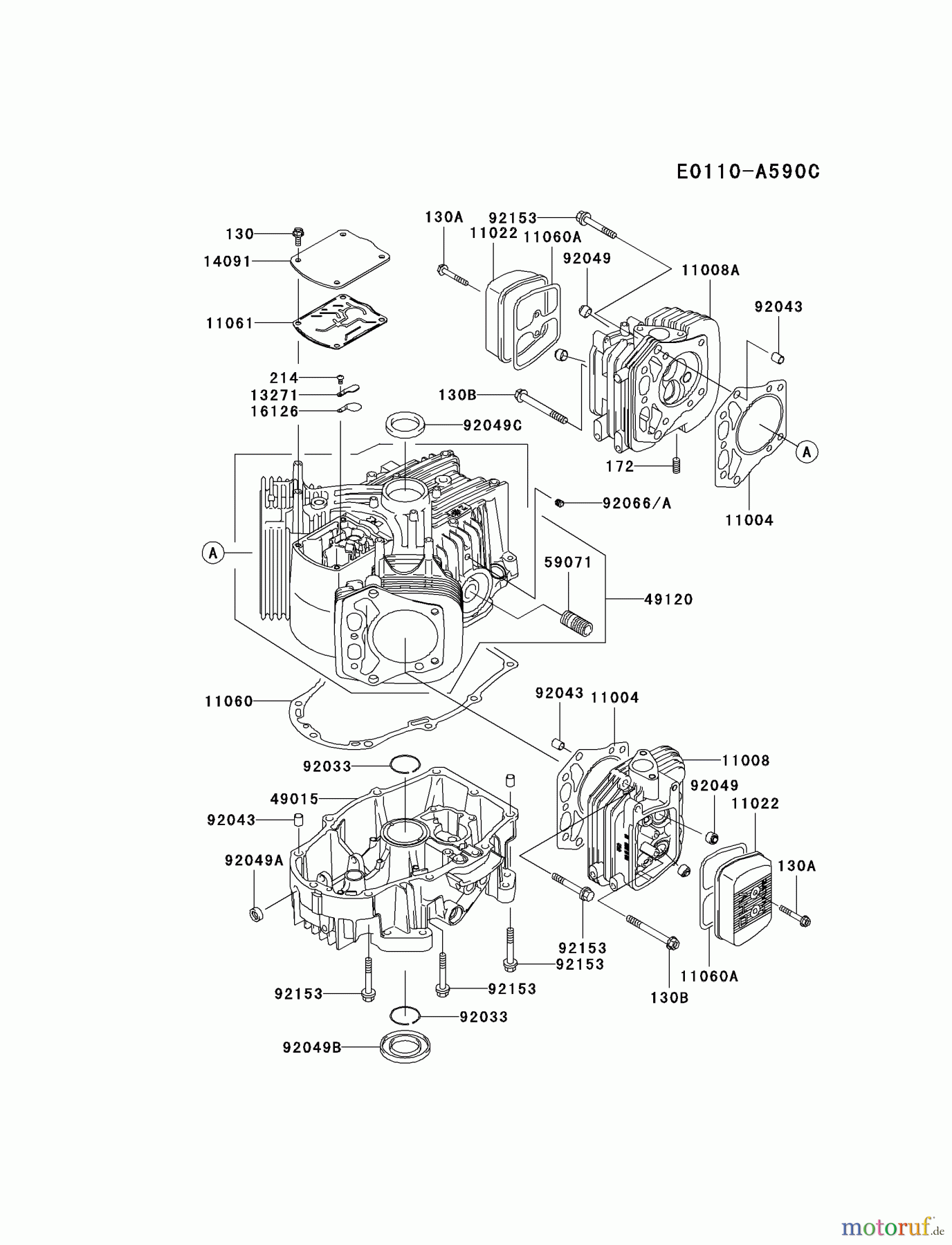  Kawasaki Motoren Motoren Vertikal FH641V - DS25 bis FS481V - BS13 FH680V-AS40 - Kawasaki FH680V 4-Stroke Engine CYLINDER/CRANKCASE