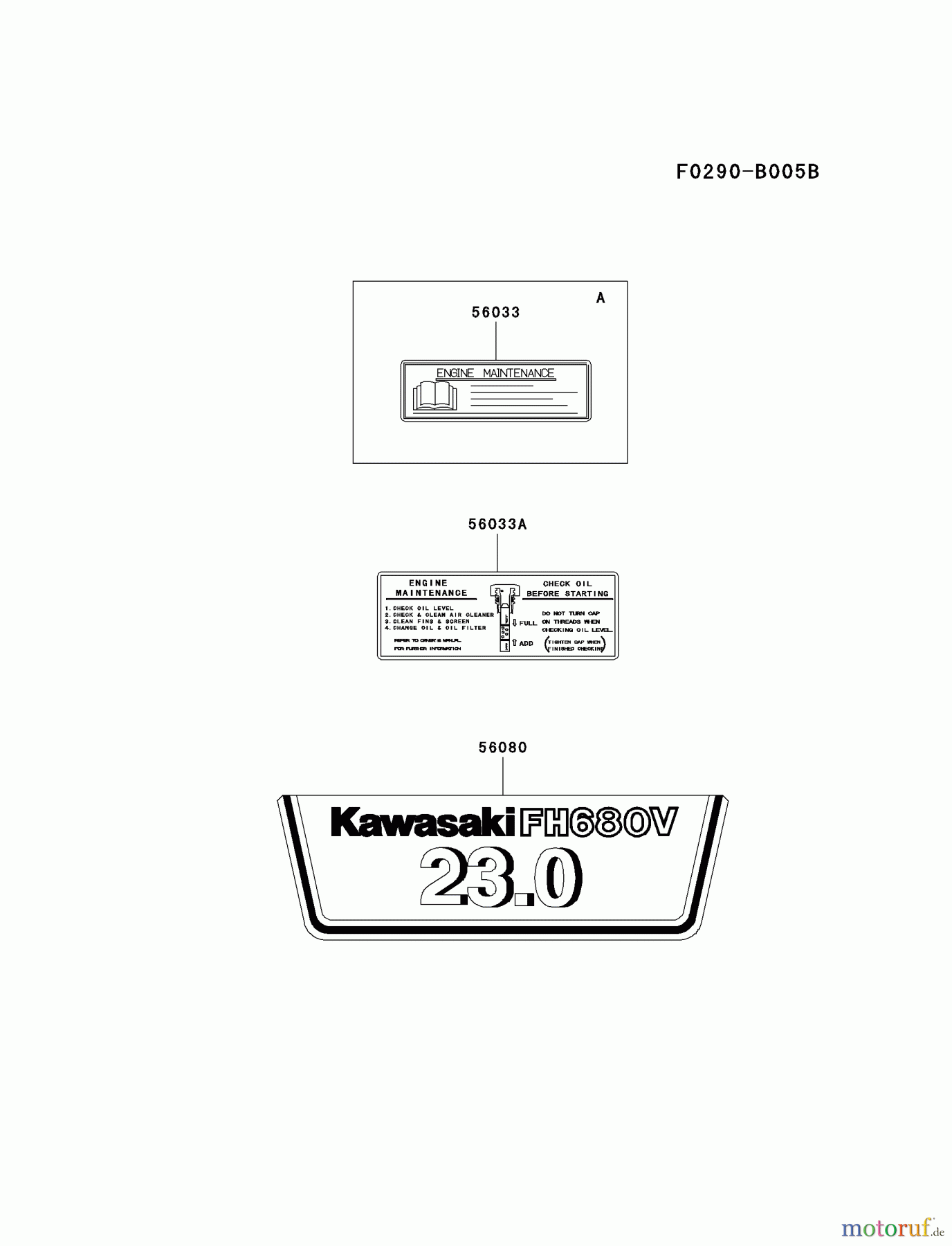  Kawasaki Motoren Motoren Vertikal FH641V - DS25 bis FS481V - BS13 FH680V-BS18 - Kawasaki FH680V 4-Stroke Engine LABEL