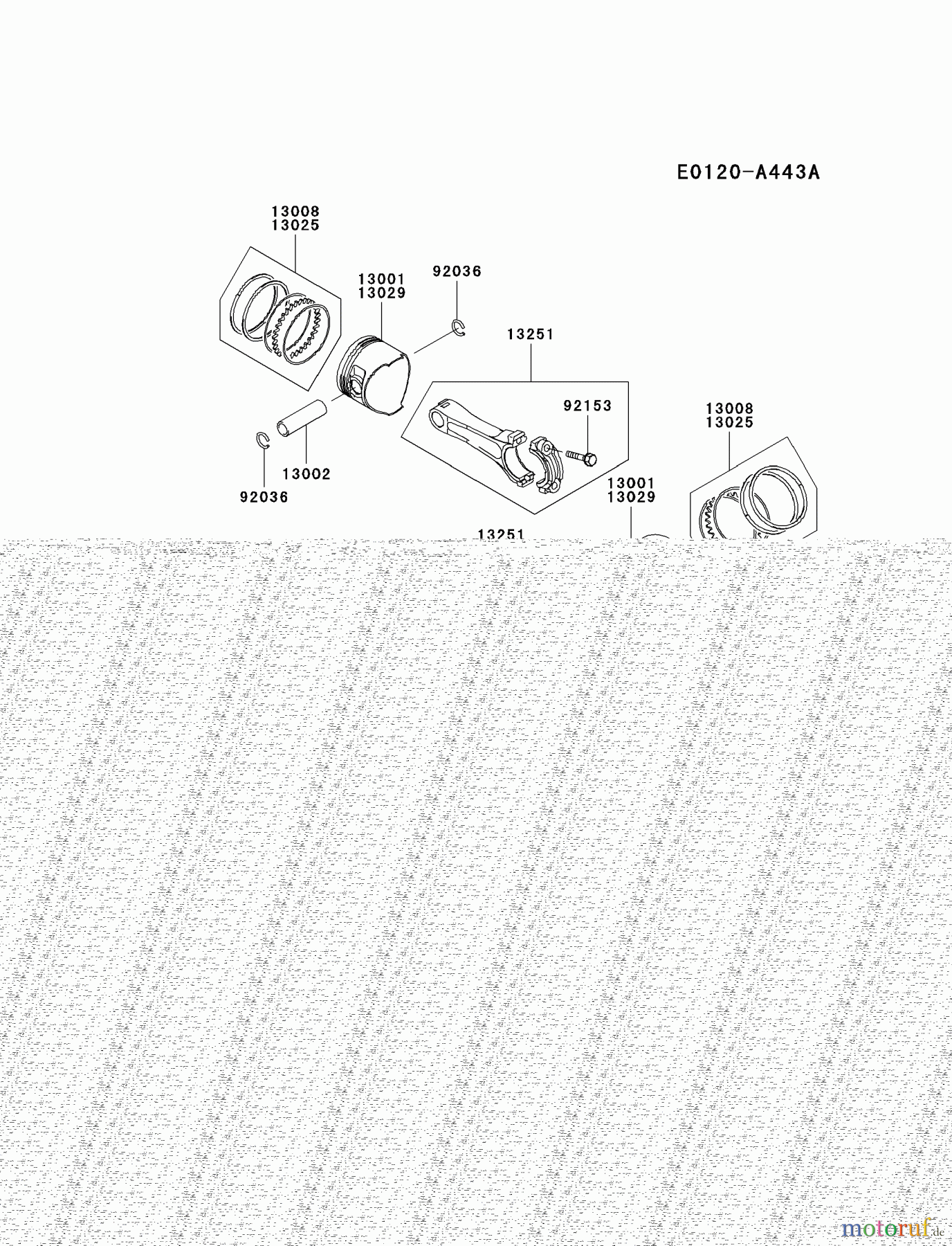  Kawasaki Motoren Motoren, Horizontal FD671D-FS00 - Kawasaki FD671D 4-Stroke Engine PISTON/CRANKSHAFT