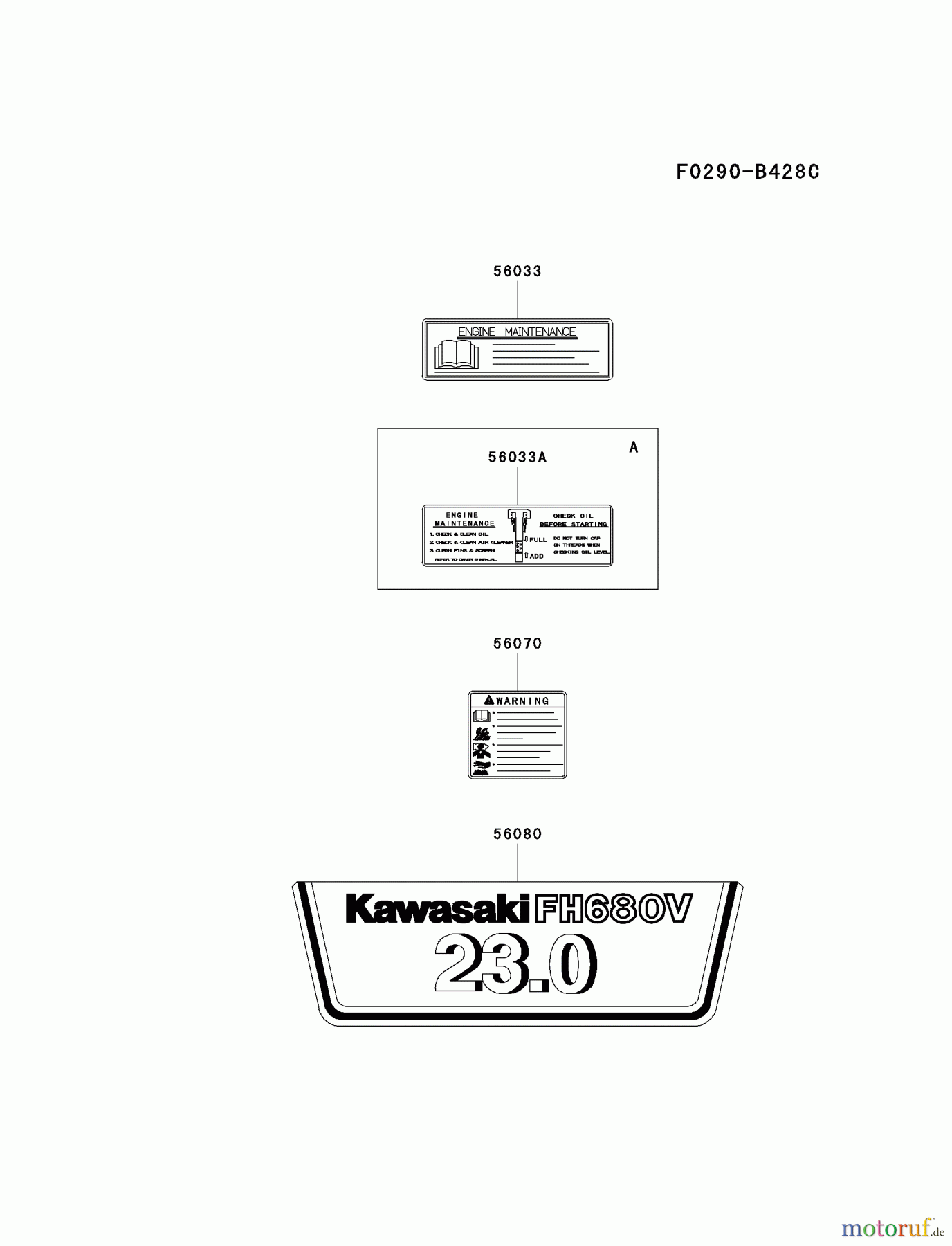  Kawasaki Motoren Motoren Vertikal FH641V - DS25 bis FS481V - BS13 FH680V-AS39 - Kawasaki FH680V 4-Stroke Engine LABEL