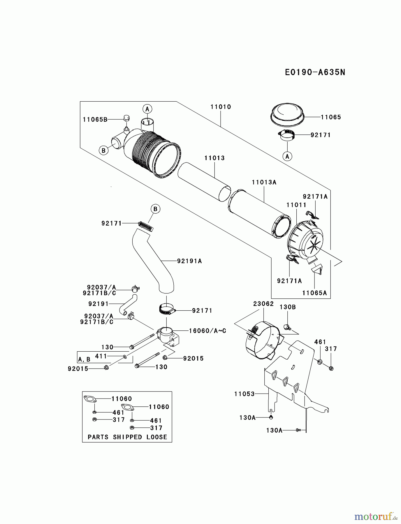  Kawasaki Motoren Motoren Vertikal FH641V - DS25 bis FS481V - BS13 FH680V-BS28 - Kawasaki FH680V 4-Stroke Engine AIR-FILTER/MUFFLER