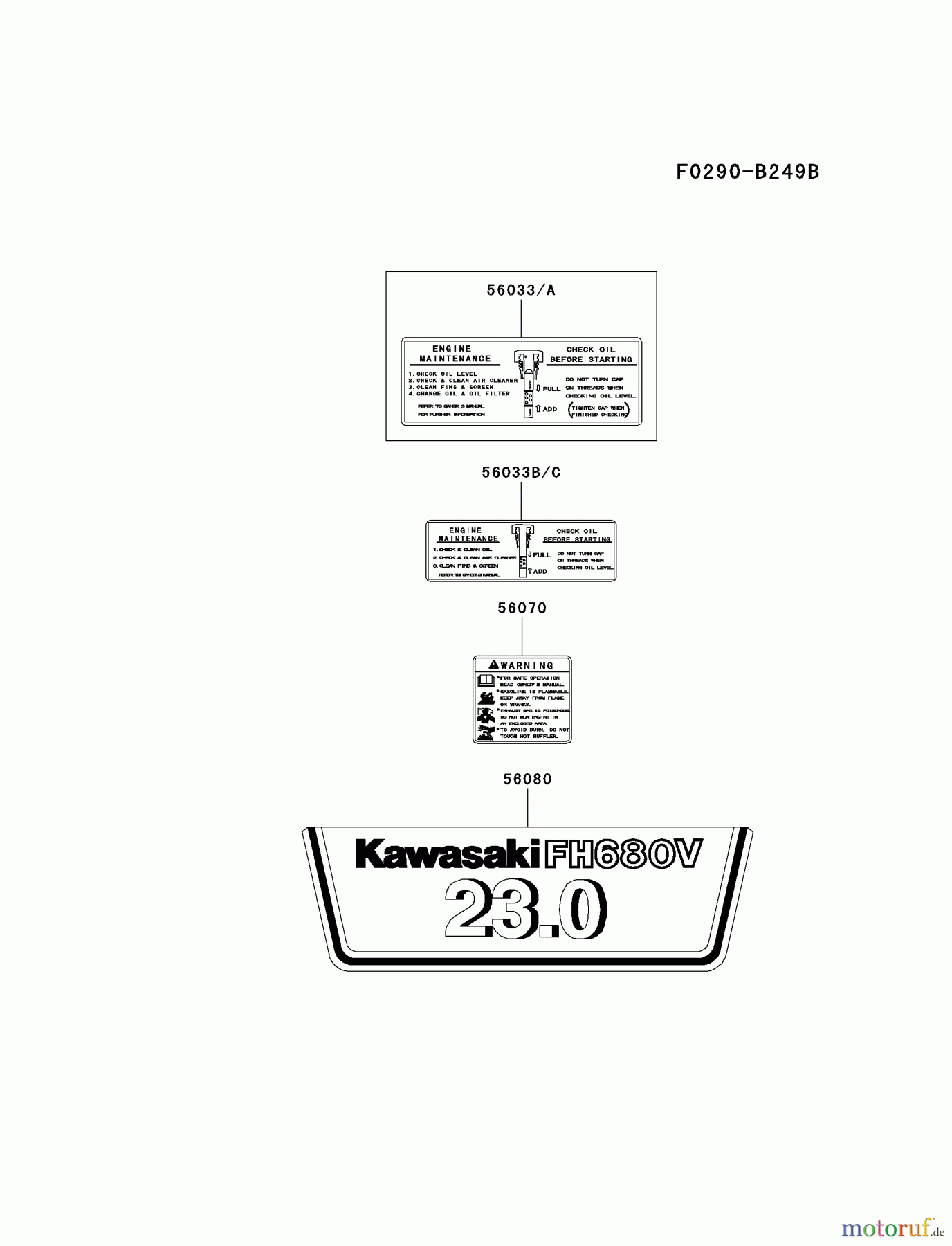  Kawasaki Motoren Motoren Vertikal FH641V - DS25 bis FS481V - BS13 FH680V-CS28 - Kawasaki FH680V 4-Stroke Engine LABEL