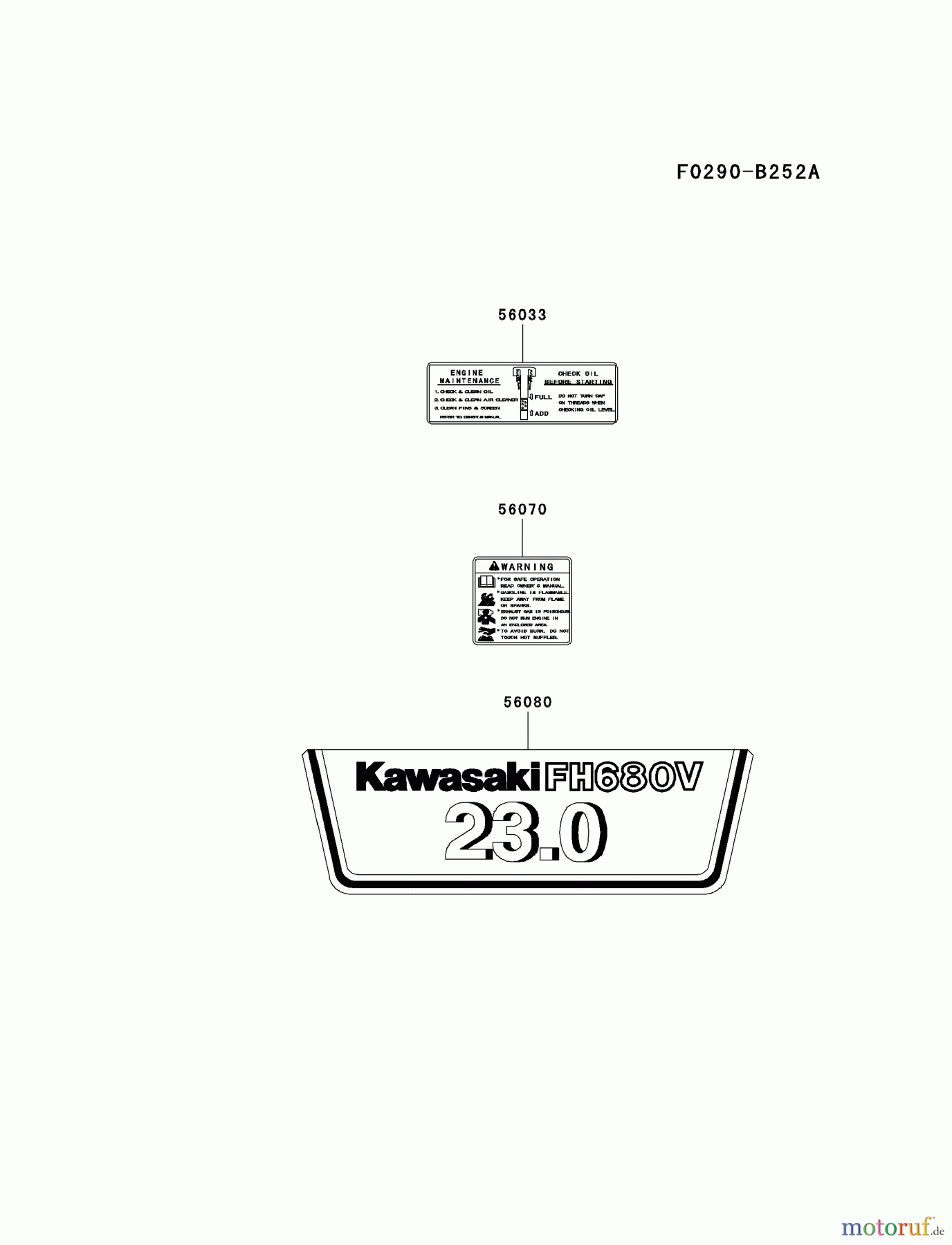  Kawasaki Motoren Motoren Vertikal FH641V - DS25 bis FS481V - BS13 FH680V-DS25 - Kawasaki FH680V 4-Stroke Engine LABEL