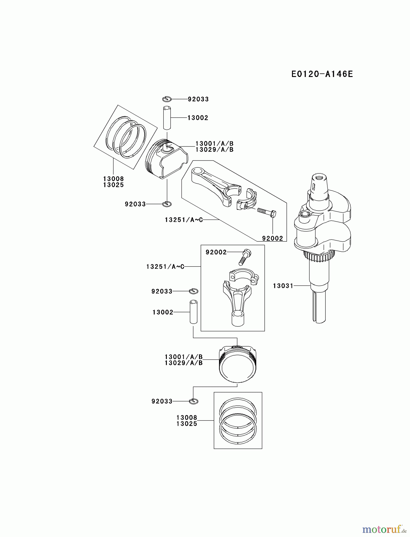  Kawasaki Motoren Motoren Vertikal FH641V - DS25 bis FS481V - BS13 FH680V-AS09 - Kawasaki FH680V 4-Stroke Engine PISTON/CRANKSHAFT