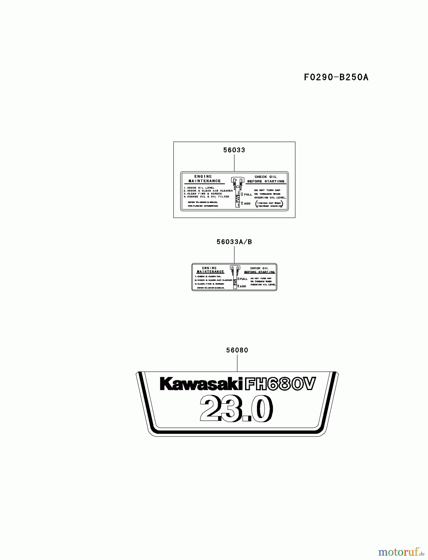  Kawasaki Motoren Motoren Vertikal FH641V - DS25 bis FS481V - BS13 FH680V-ES13 - Kawasaki FH680V 4-Stroke Engine LABEL