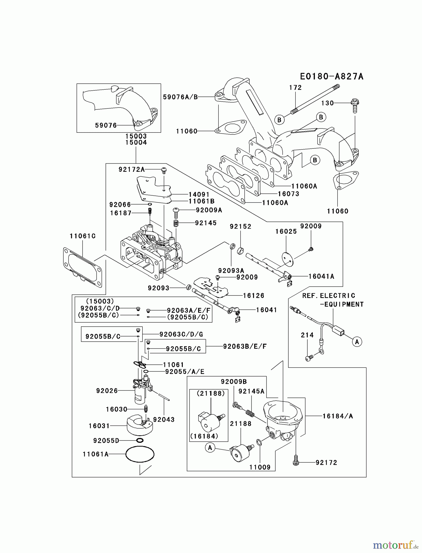  Kawasaki Motoren Motoren Vertikal FH641V - DS25 bis FS481V - BS13 FH680V-ES20 - Kawasaki FH680V 4-Stroke Engine CARBURETOR #1