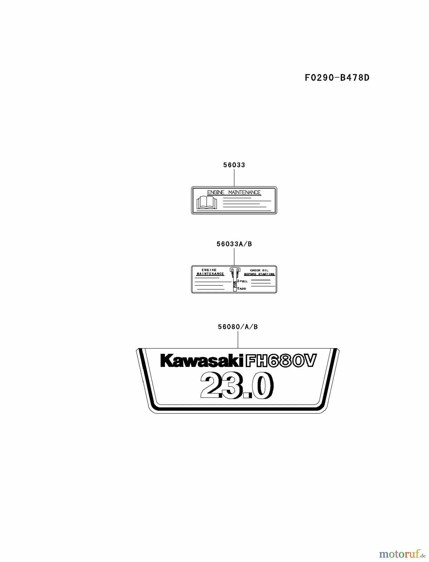  Kawasaki Motoren Motoren Vertikal FH641V - DS25 bis FS481V - BS13 FH680V-DS21 - Kawasaki FH680V 4-Stroke Engine LABEL