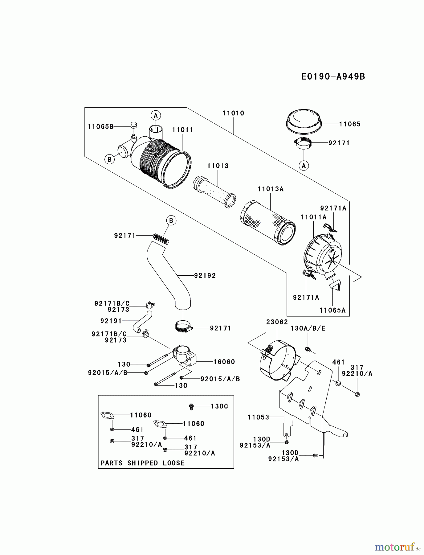  Kawasaki Motoren Motoren Vertikal FH641V - DS25 bis FS481V - BS13 FH680V-ES29 - Kawasaki FH680V 4-Stroke Engine AIR-FILTER/MUFFLER