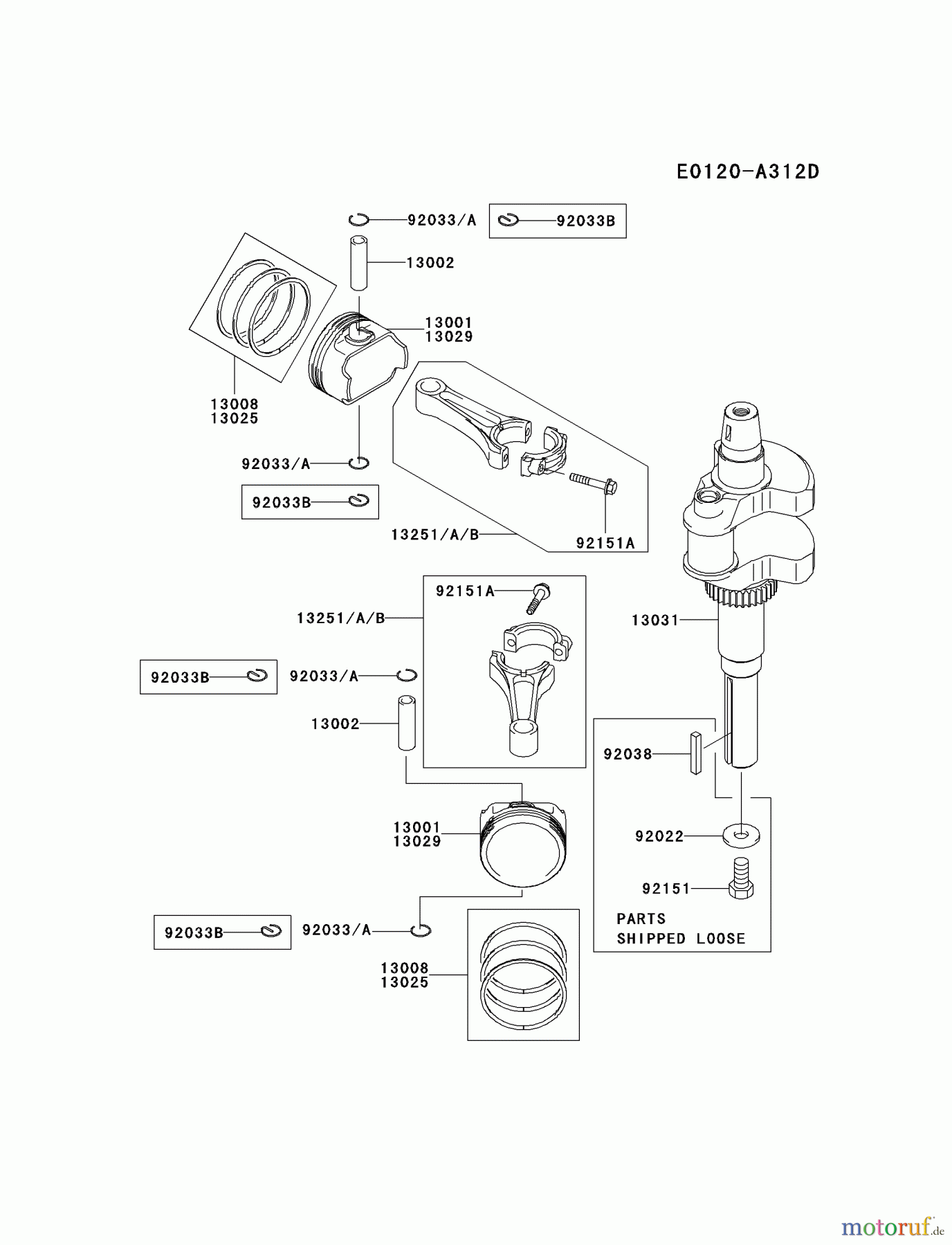  Kawasaki Motoren Motoren Vertikal FH641V - DS25 bis FS481V - BS13 FH680V-ES29 - Kawasaki FH680V 4-Stroke Engine PISTON/CRANKSHAFT