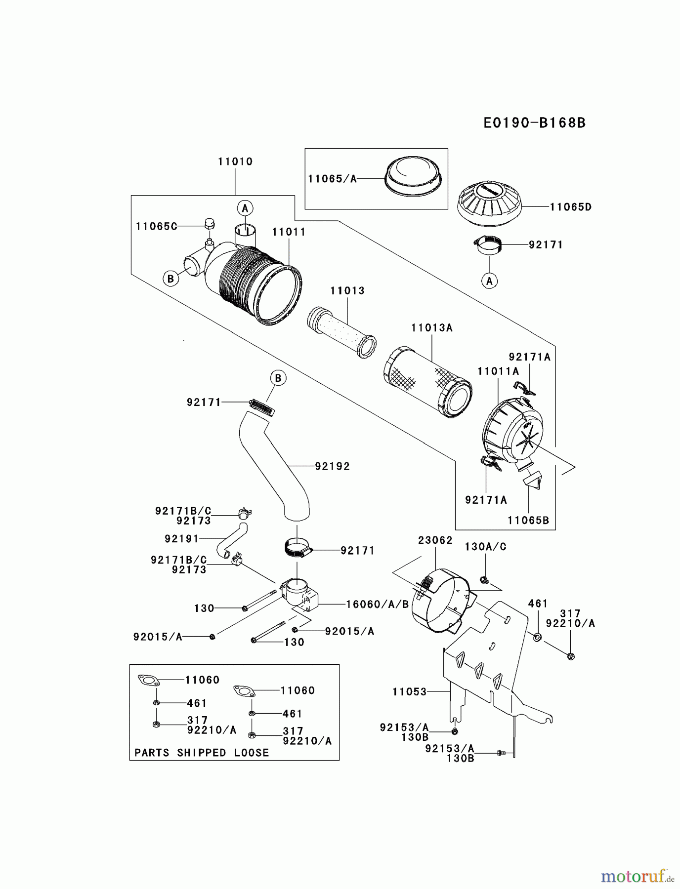  Kawasaki Motoren Motoren Vertikal FH641V - DS25 bis FS481V - BS13 FH680V-ES32 - Kawasaki FH680V 4-Stroke Engine AIR-FILTER/MUFFLER