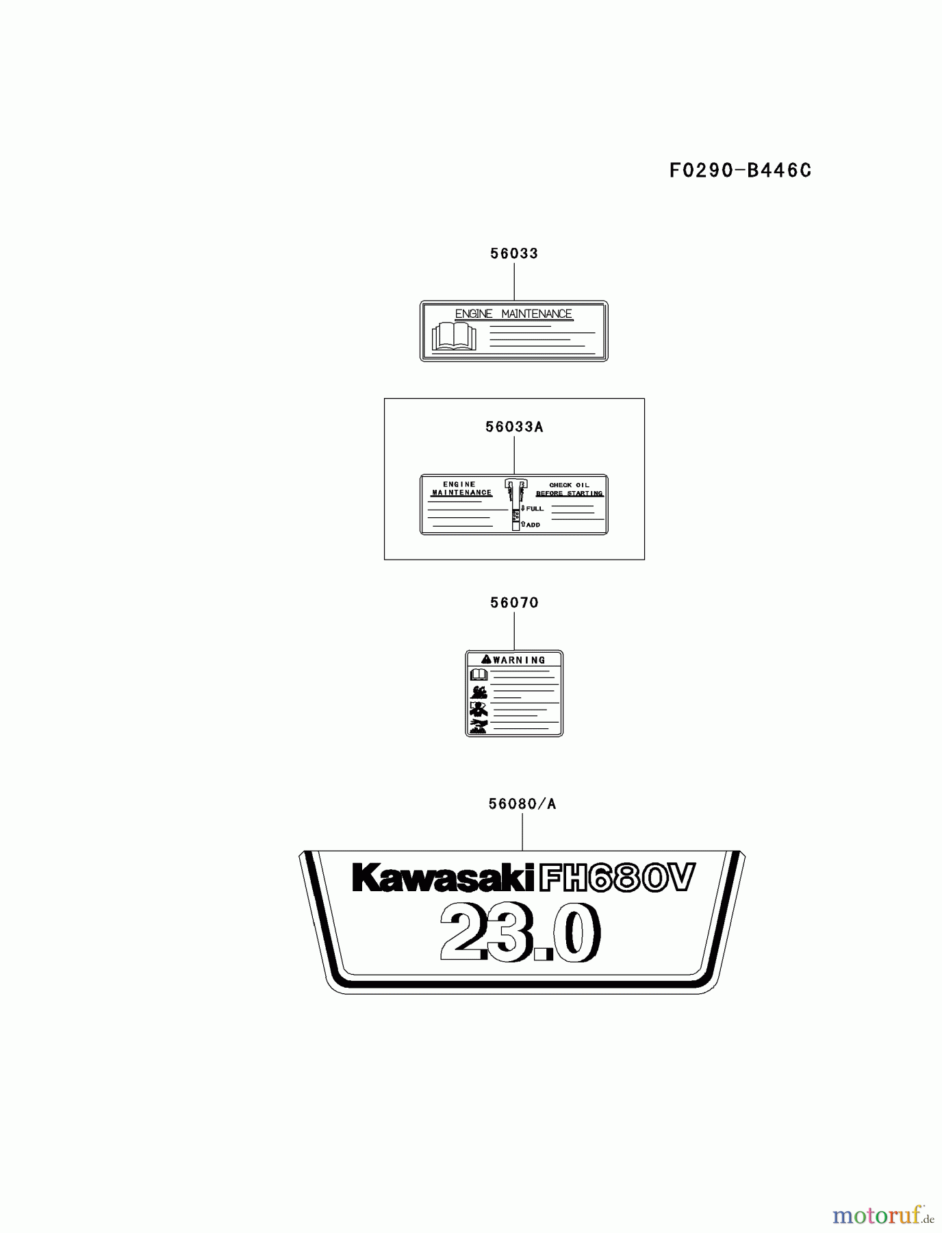  Kawasaki Motoren Motoren Vertikal FH641V - DS25 bis FS481V - BS13 FH680V-DS32 - Kawasaki FH680V 4-Stroke Engine LABEL